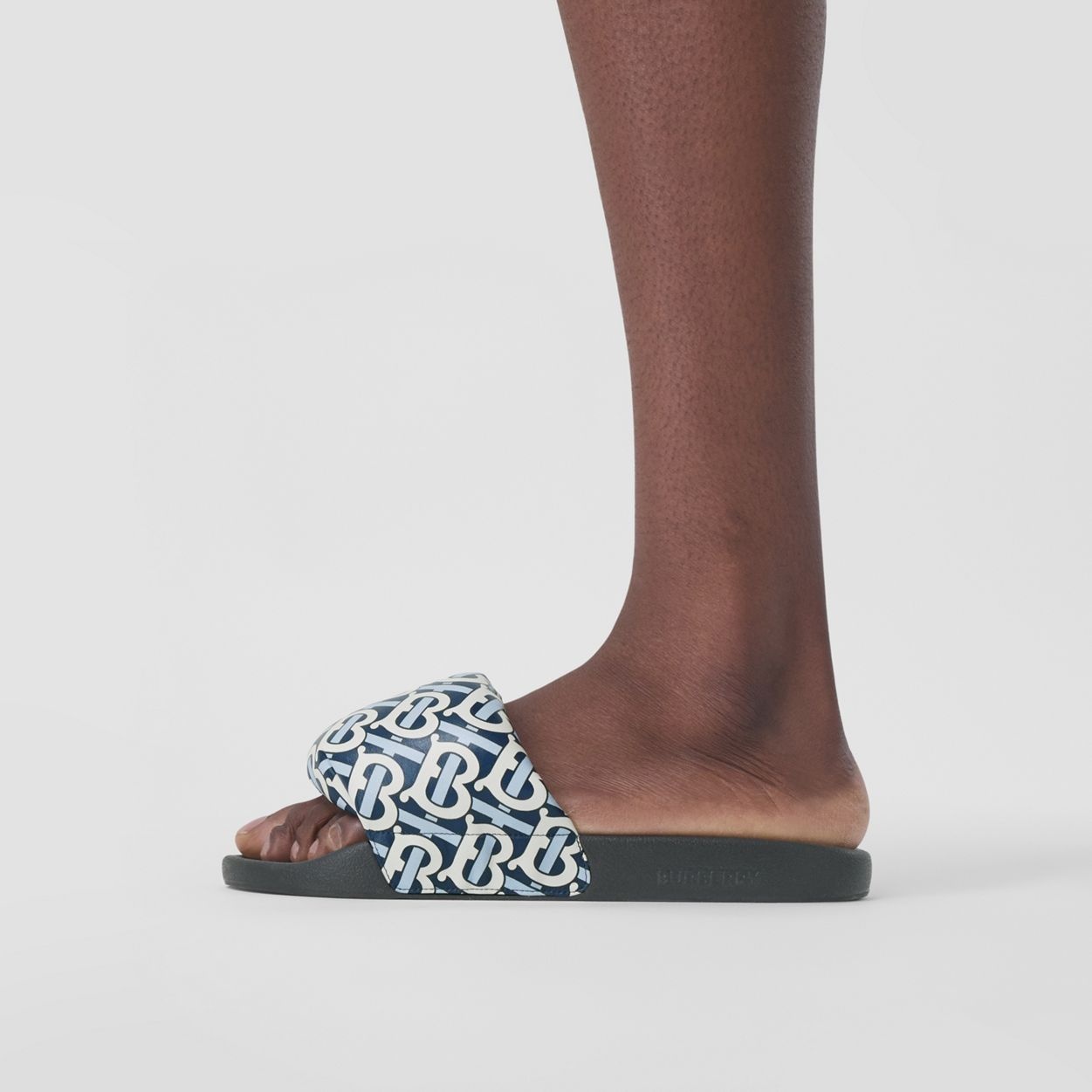 Monogram Print Lambskin Slides - 4