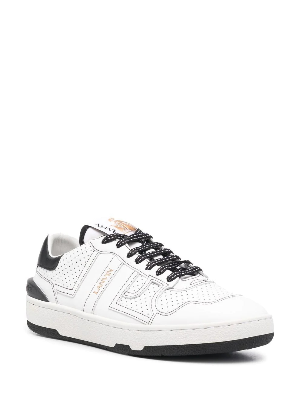 perforated-panel leather sneakers - 4