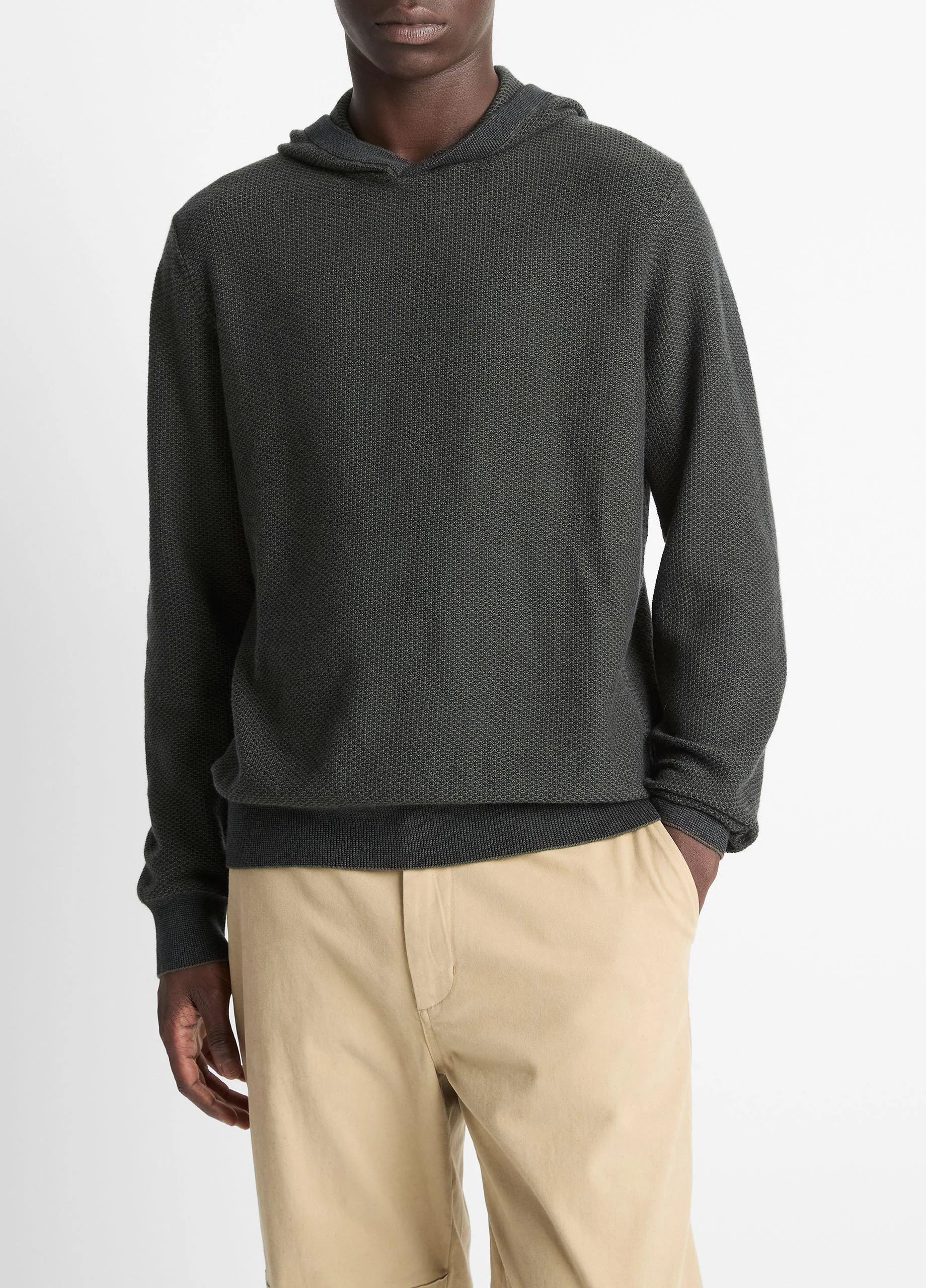 Geo-Jacquard Wool-Blend Sweater Hoodie - 1