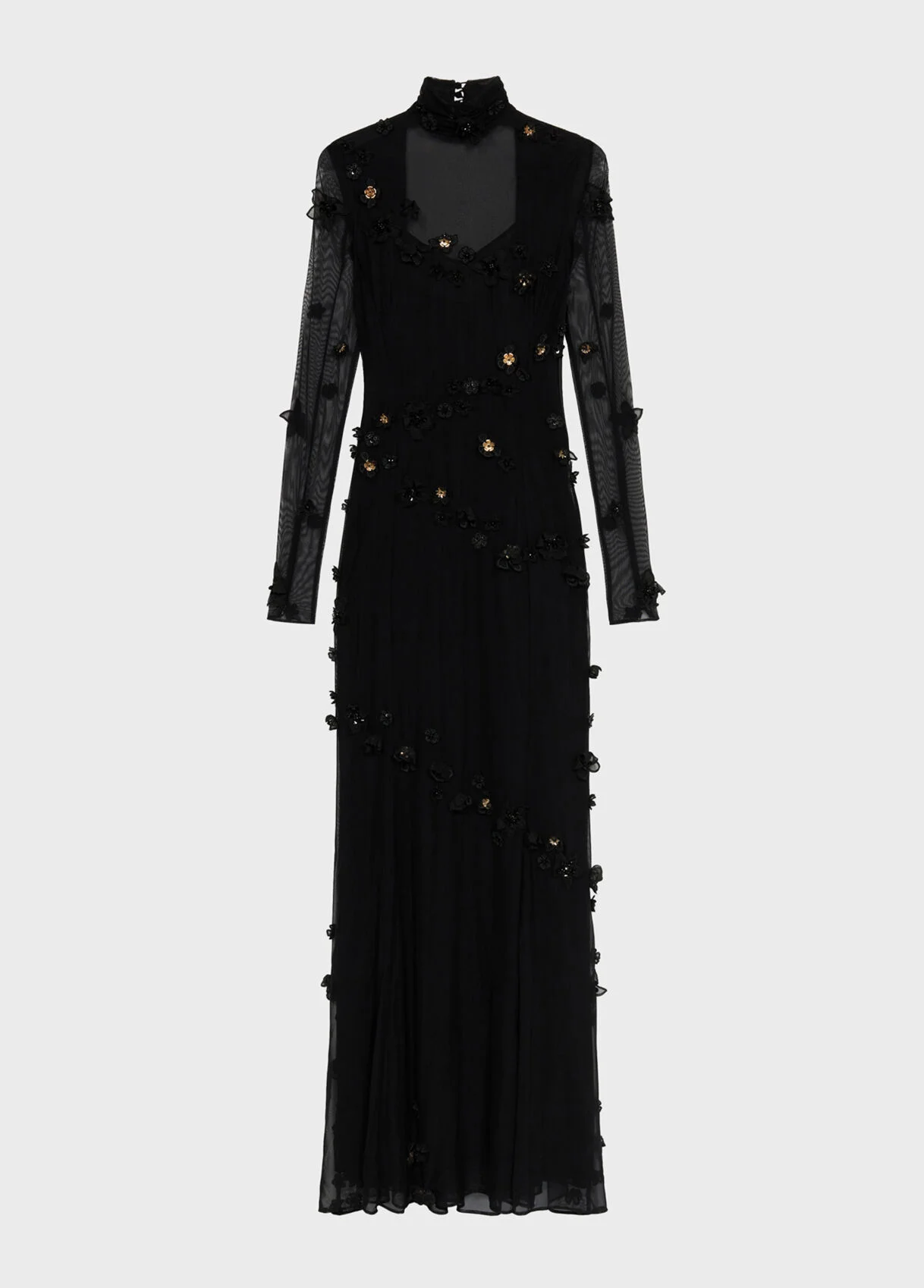 LONG TULLE DRESS WITH EMBROIDERY - 1