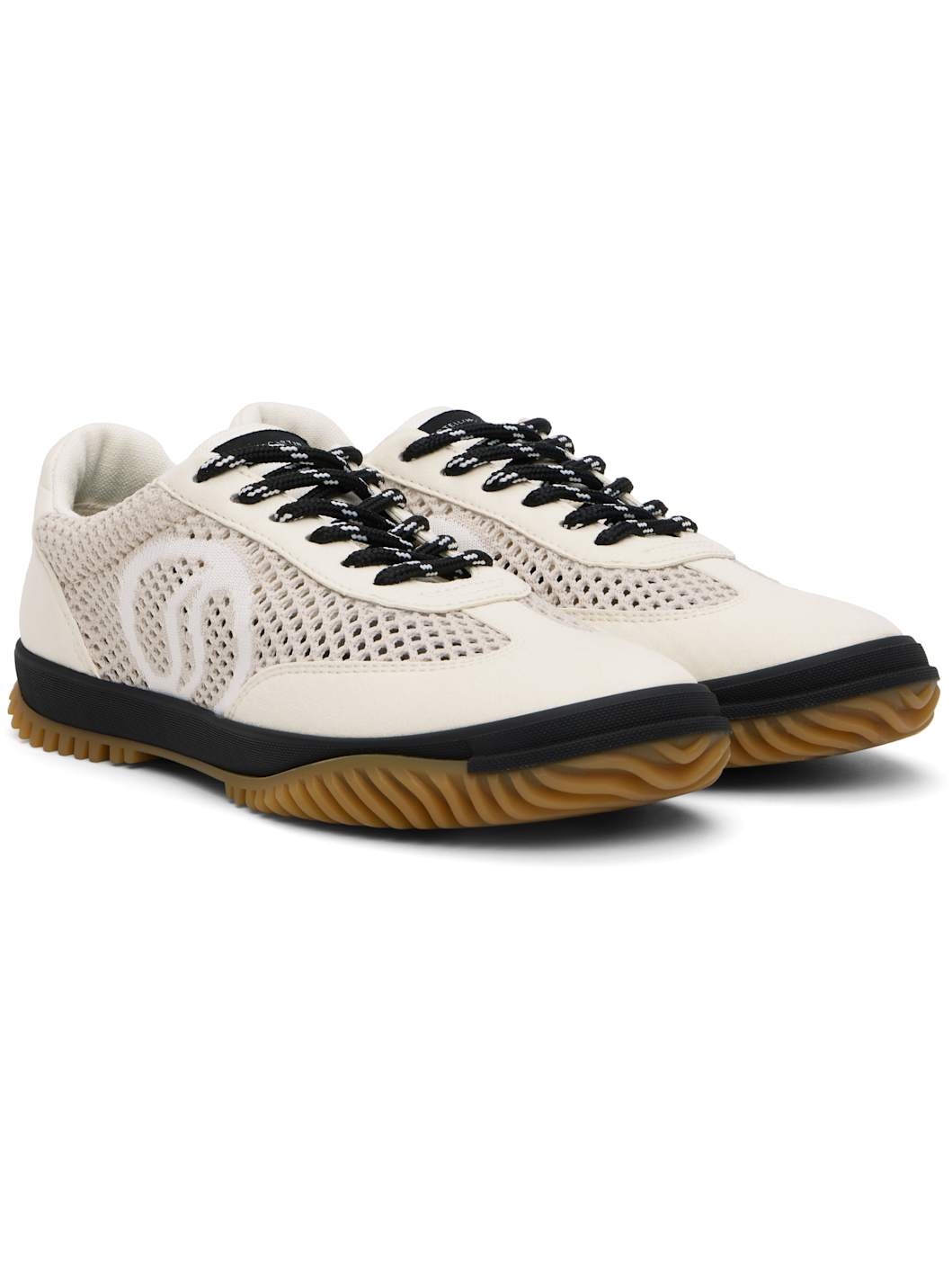 Off-White & Beige S-Wave Sport Mesh Paneled Sneakers - 4
