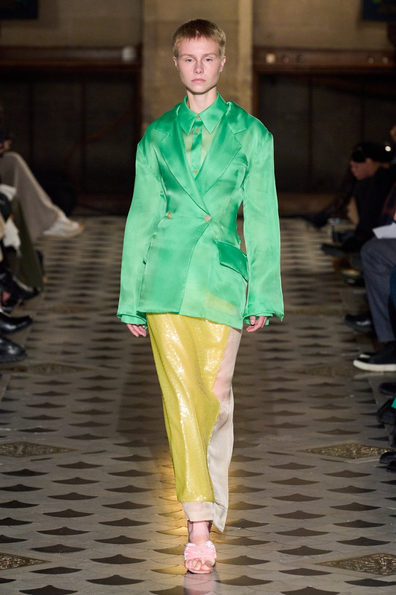 FITTED ORGANDY JACKET WITH BACK CUTOUT GREEN 1