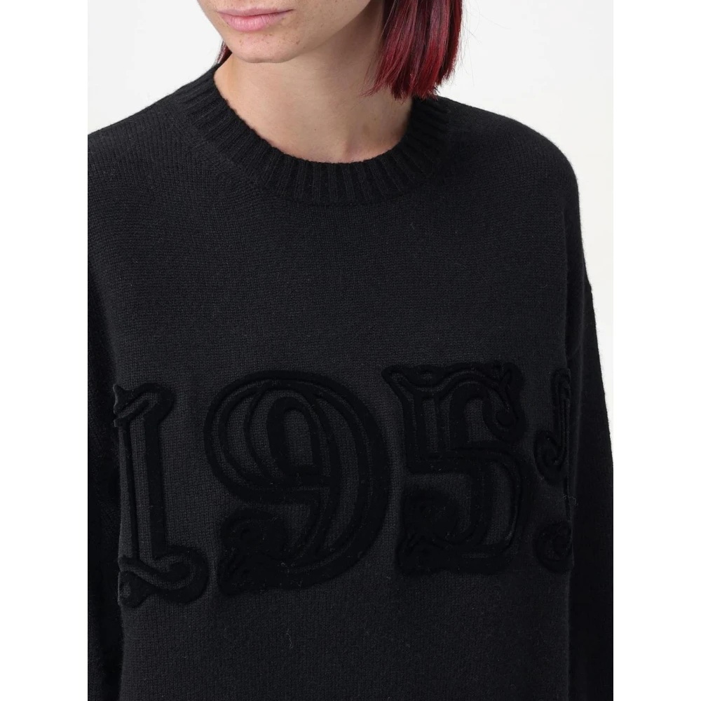 BLACK CASHMERE SWEATER APPLIQUE - 5