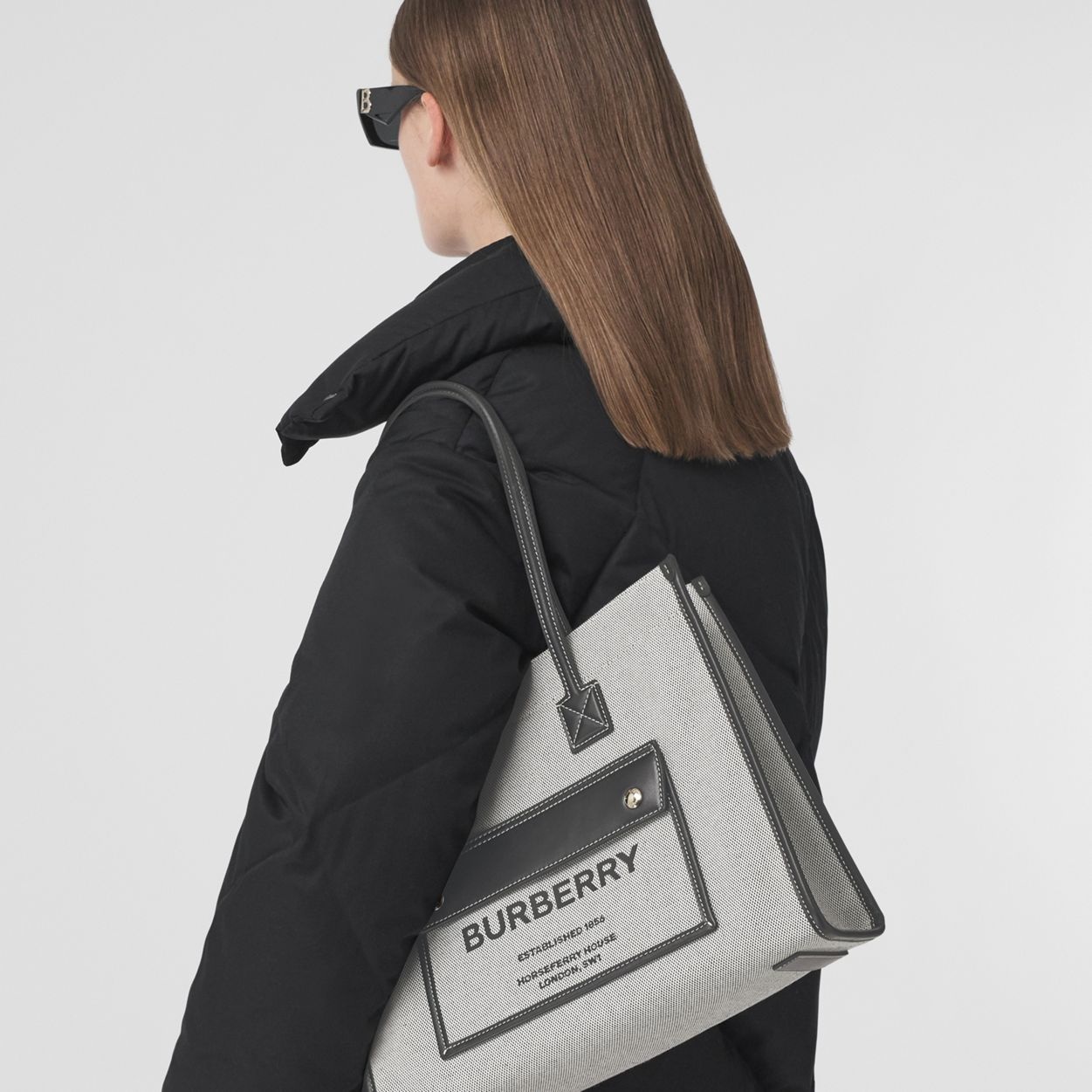 Small Two-tone Canvas and Leather Freya Tote 10