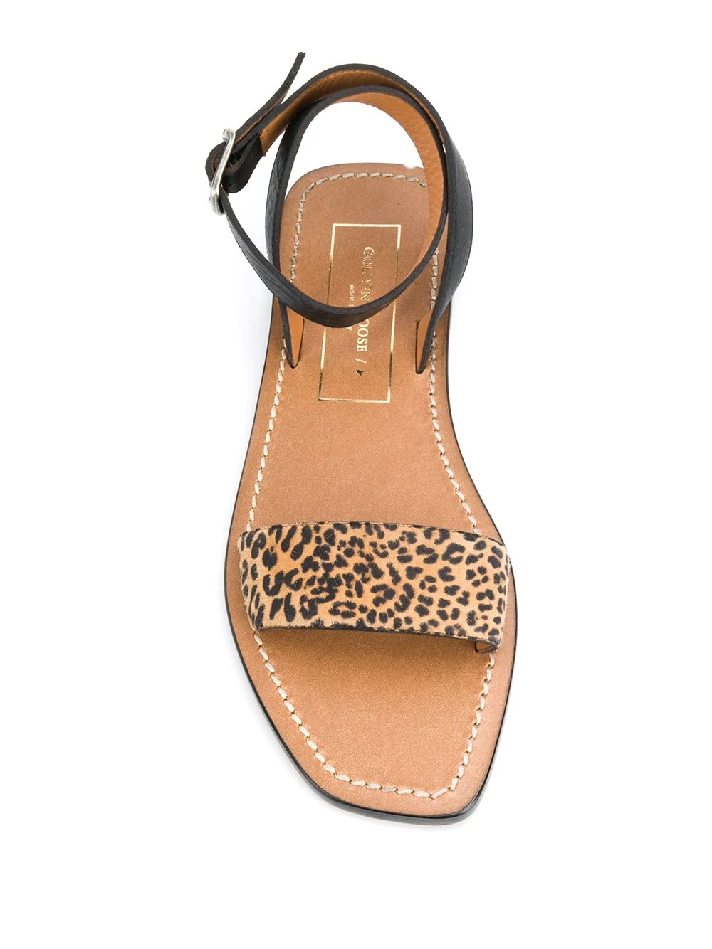 leopard-print leather sandals - 4