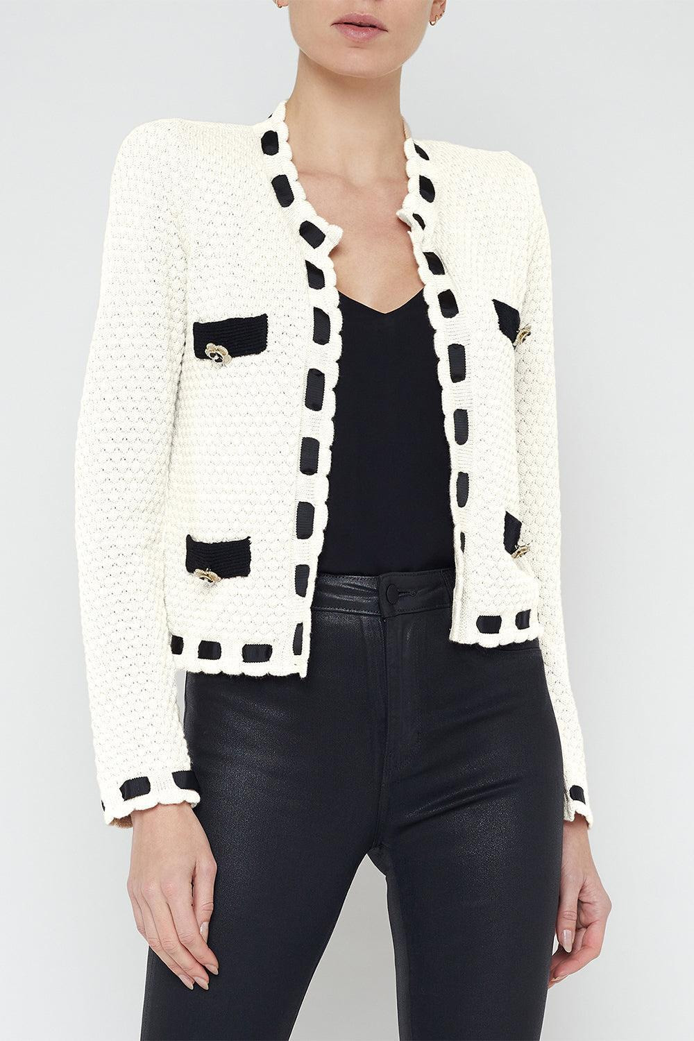Astor Cardigan - Ivory Black - 2