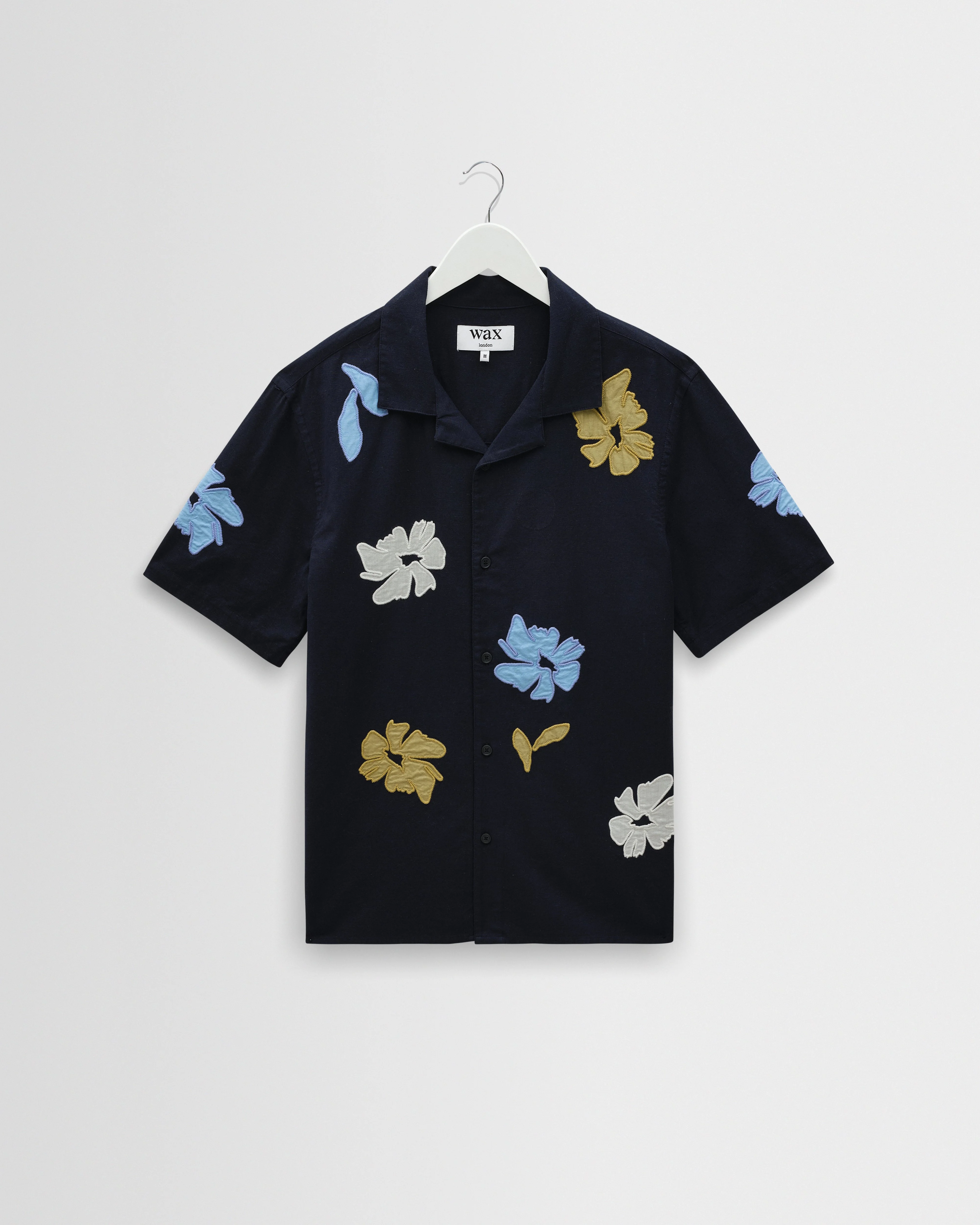 Didcot - Navy And Multicolour Floral Applique Short-Sleeve Shirt - 1