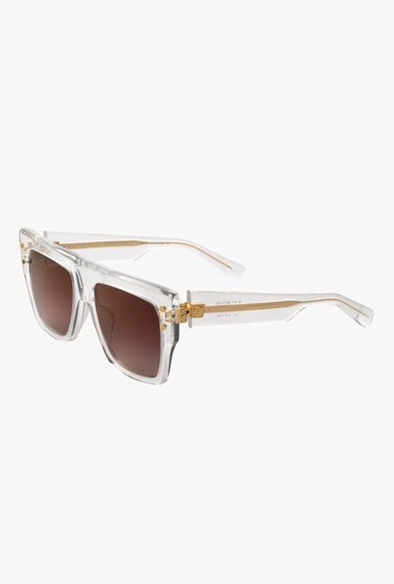 Balmain White crystal and gold-tone acetate B-I sunglasses outlook