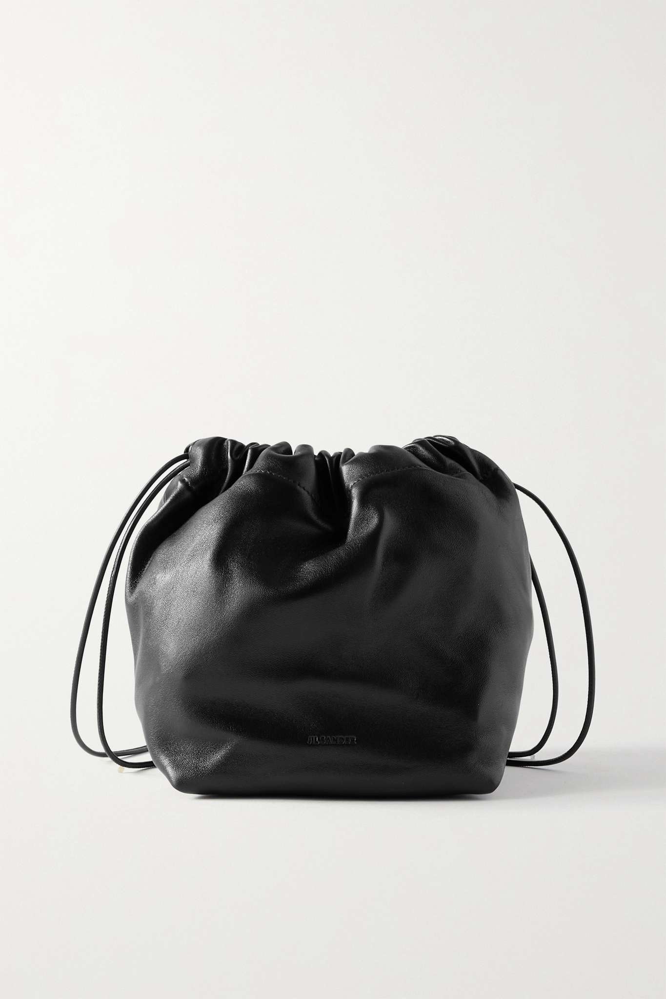 Gathered leather bucket bag - 1