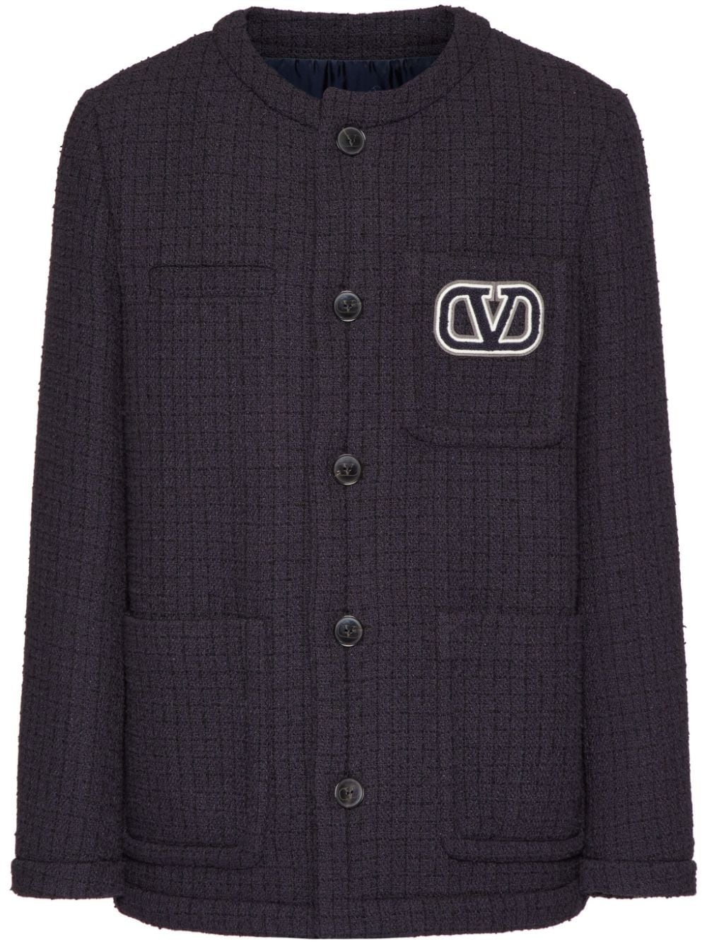 VLogo-appliqué tweed jacket - 1