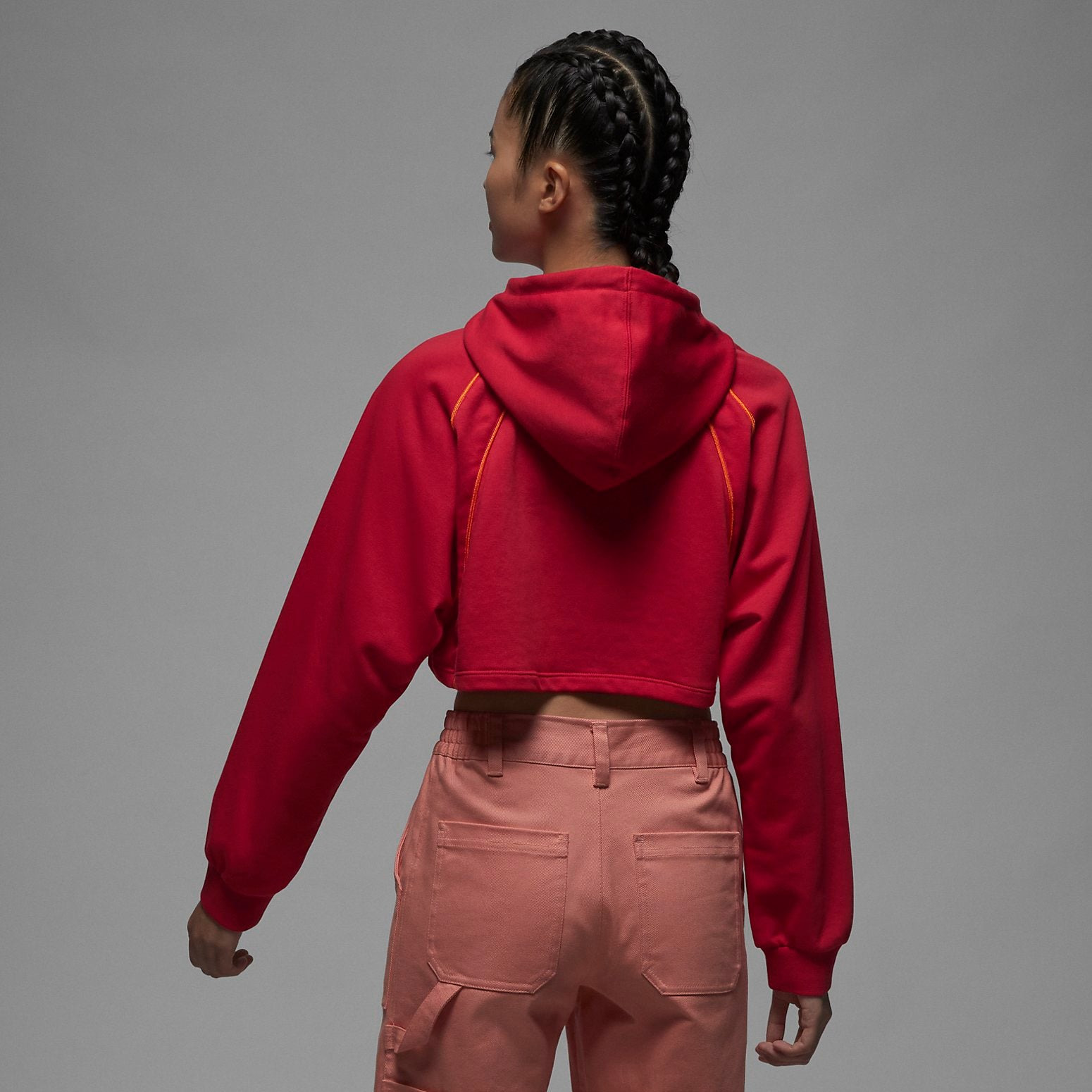 (WMNS) Air Jordan Crop Pullover Fleece Hoodie 'Red' DQ4391-612 - 2