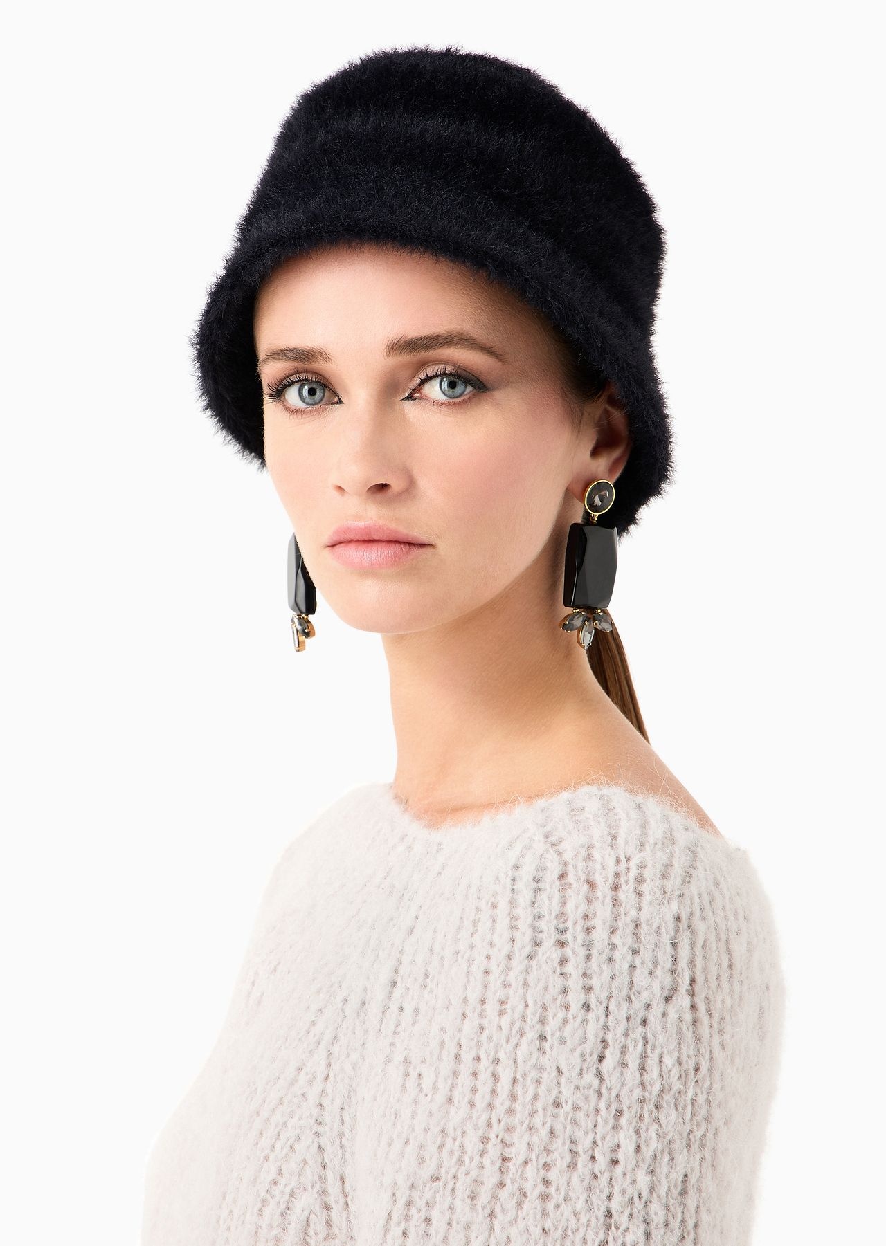Faux-fur fabric cloche hat - 4
