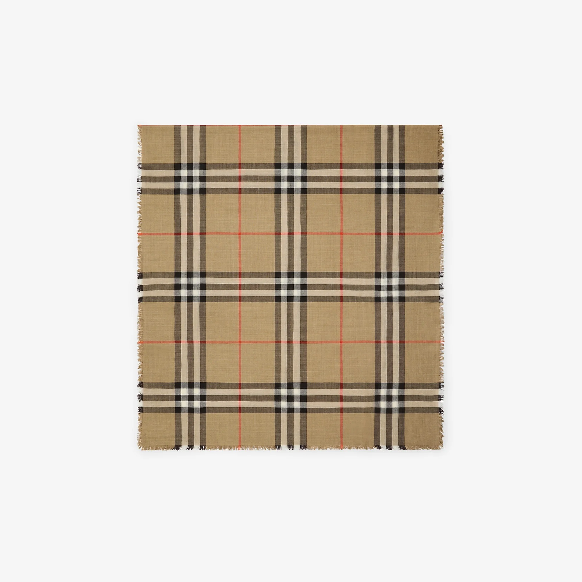 Reversible Check Wool Silk Scarf - 1