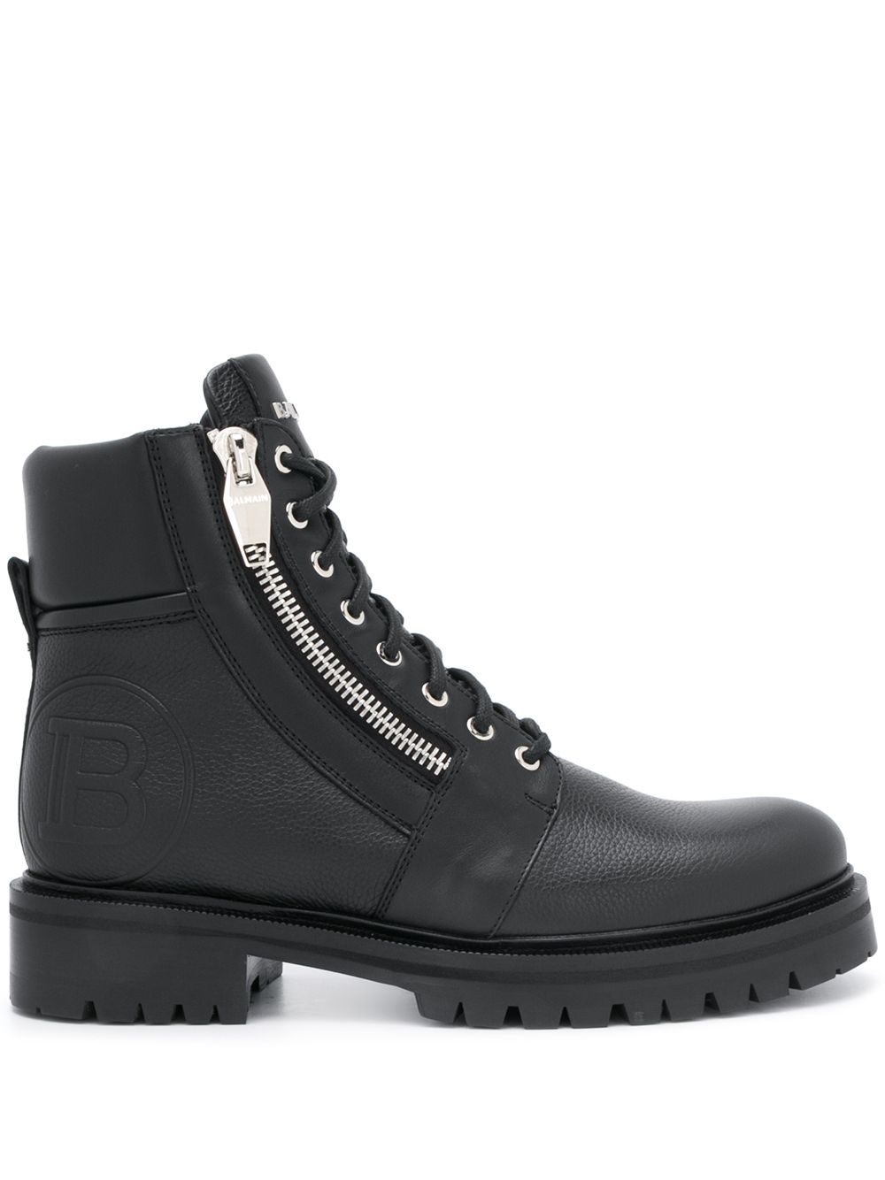 embossed logo combat boots - 1