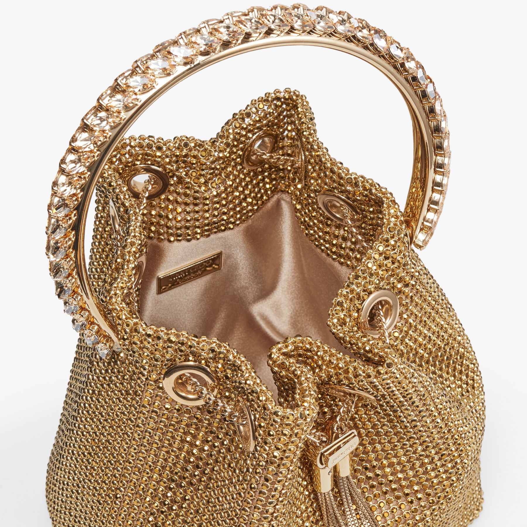 Gold Satin Bag with Crystals, BON BON