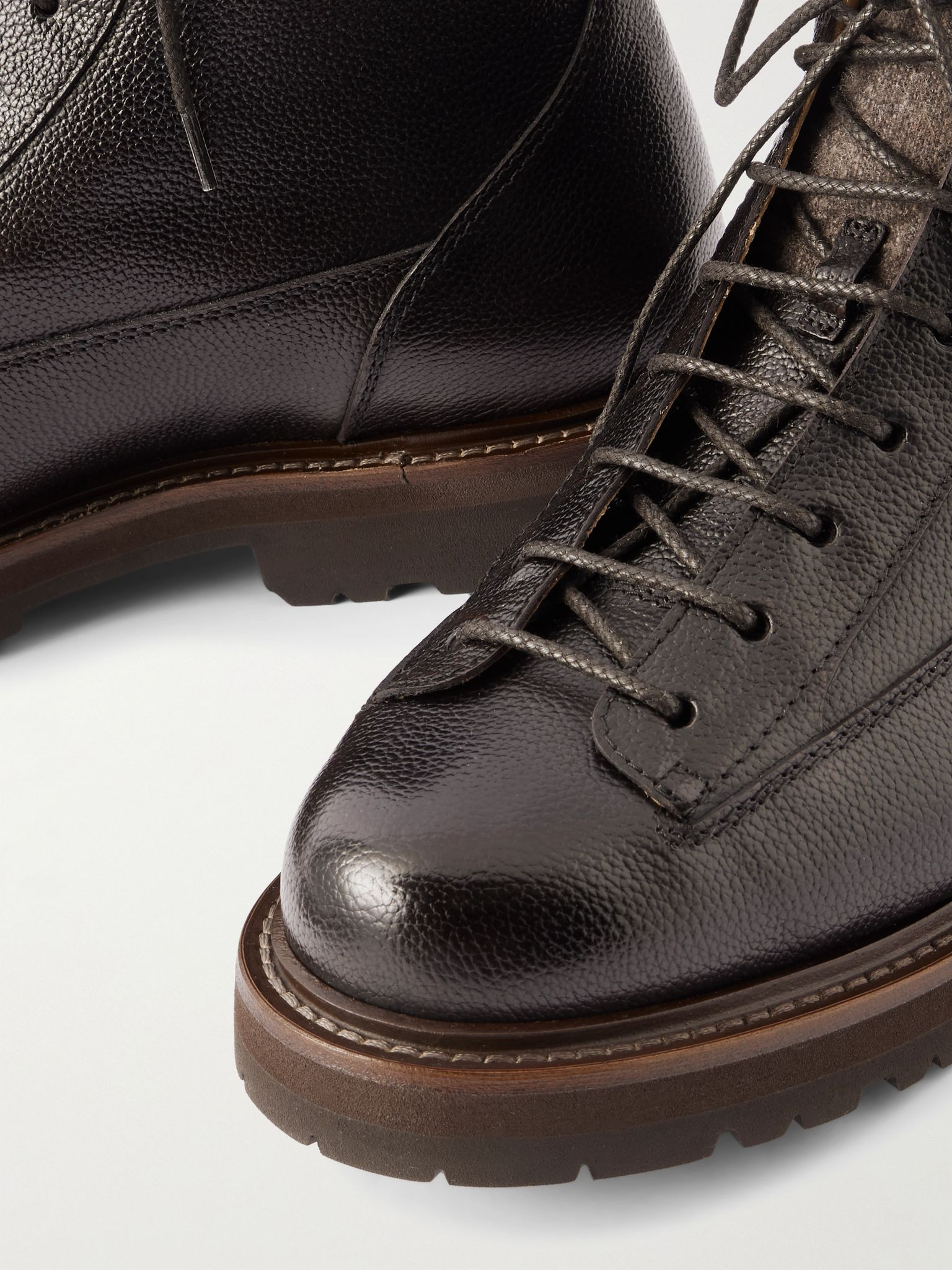 Full-Grain Leather Hiking Boots Dark brown - 5