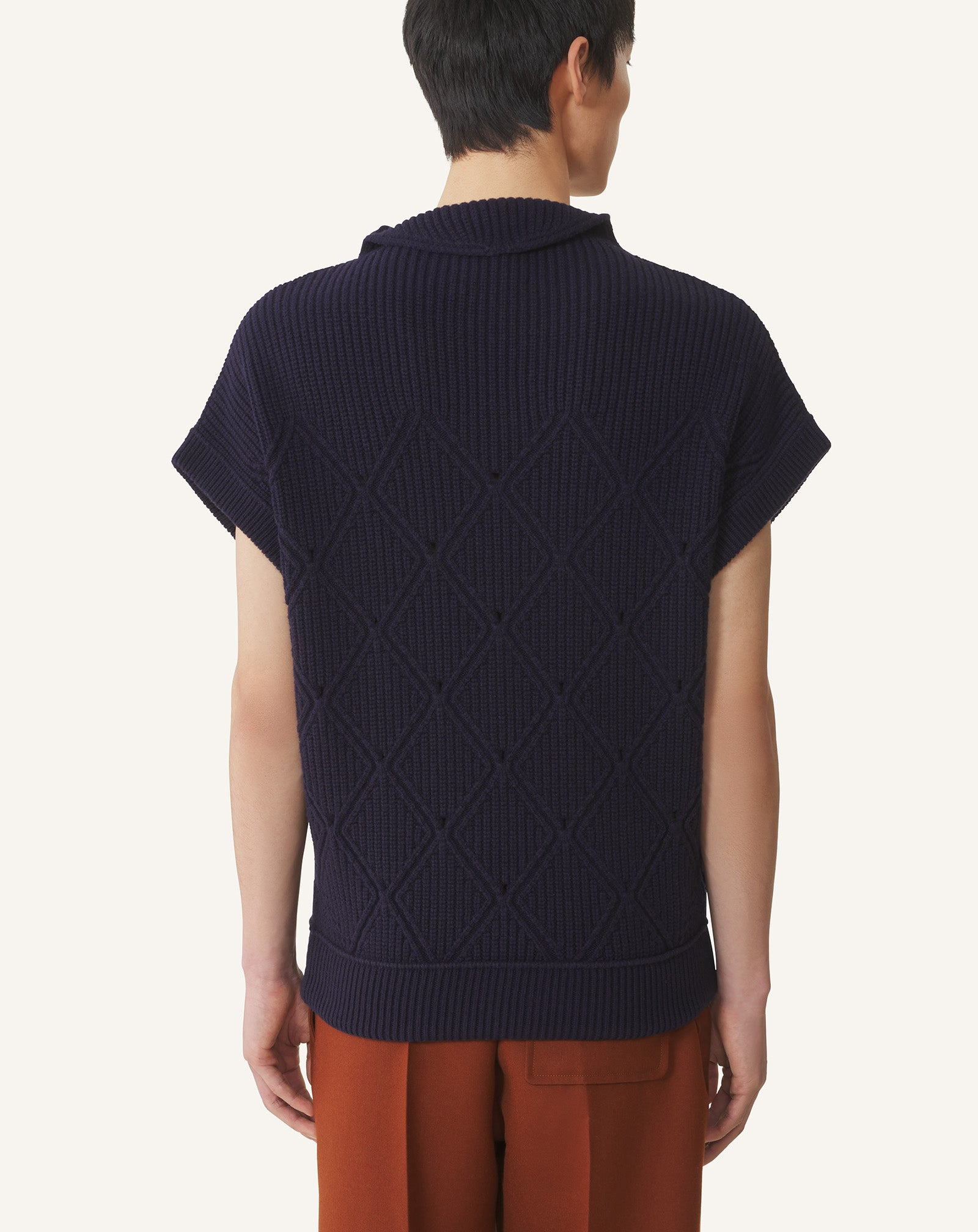 SLEEVELESS DIAMOND DETAIL WOOL SWEATER - 4