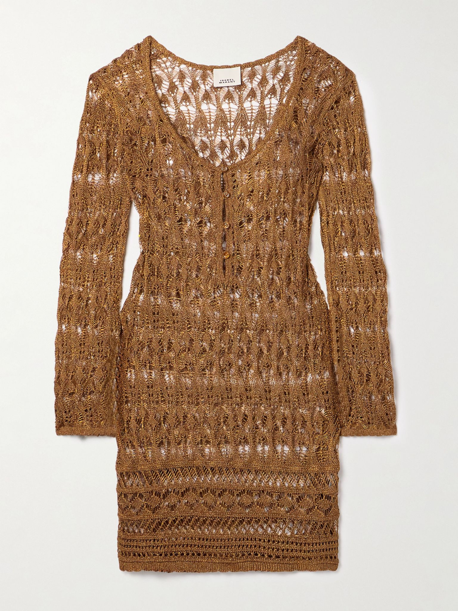 Pia metallic crocheted mini dress Brown - 1