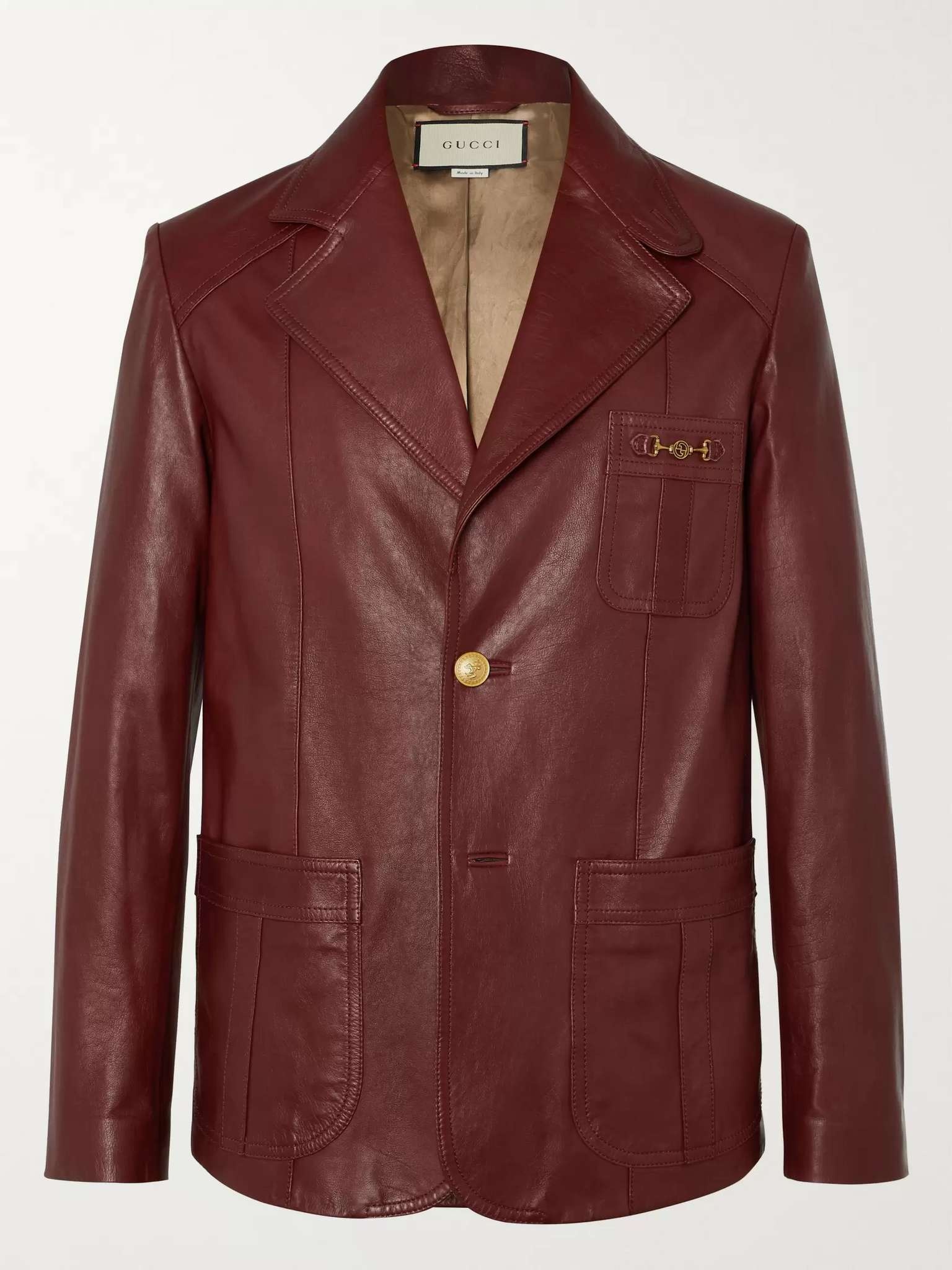 Slim-Fit Horsebit Leather Blazer - 1