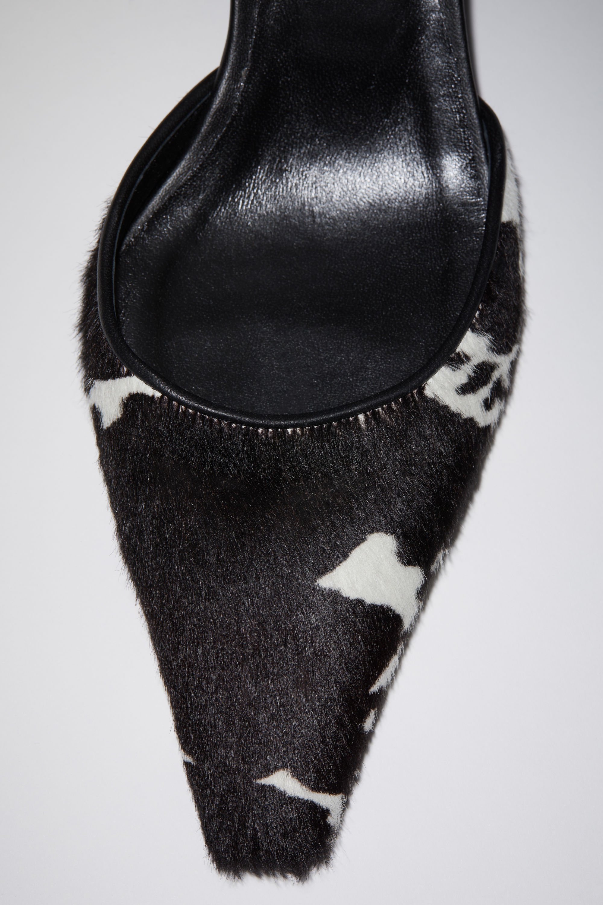 Printed leather pony heeled mules - White/black - 6