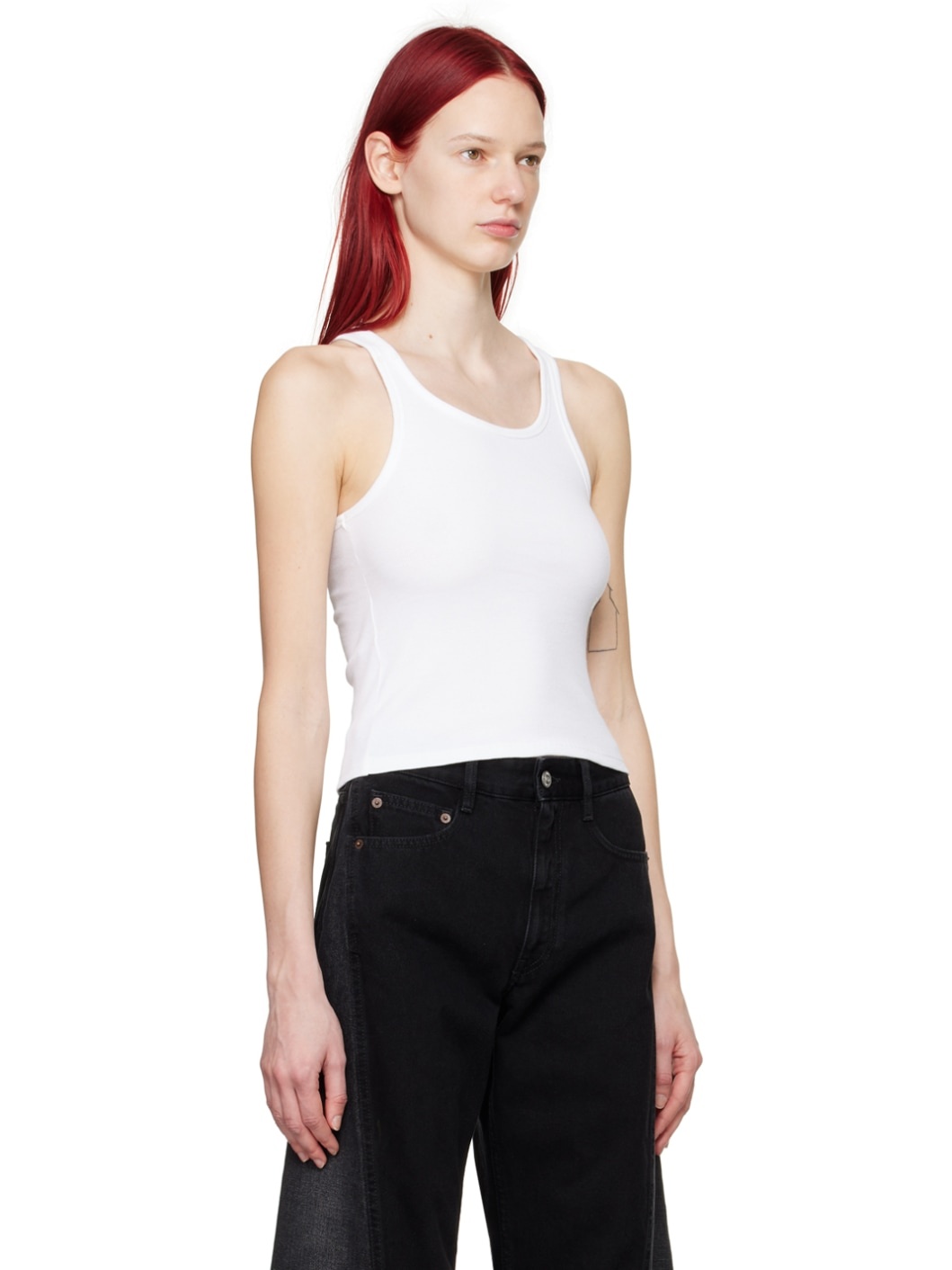 White Cutout Tank Top - 2