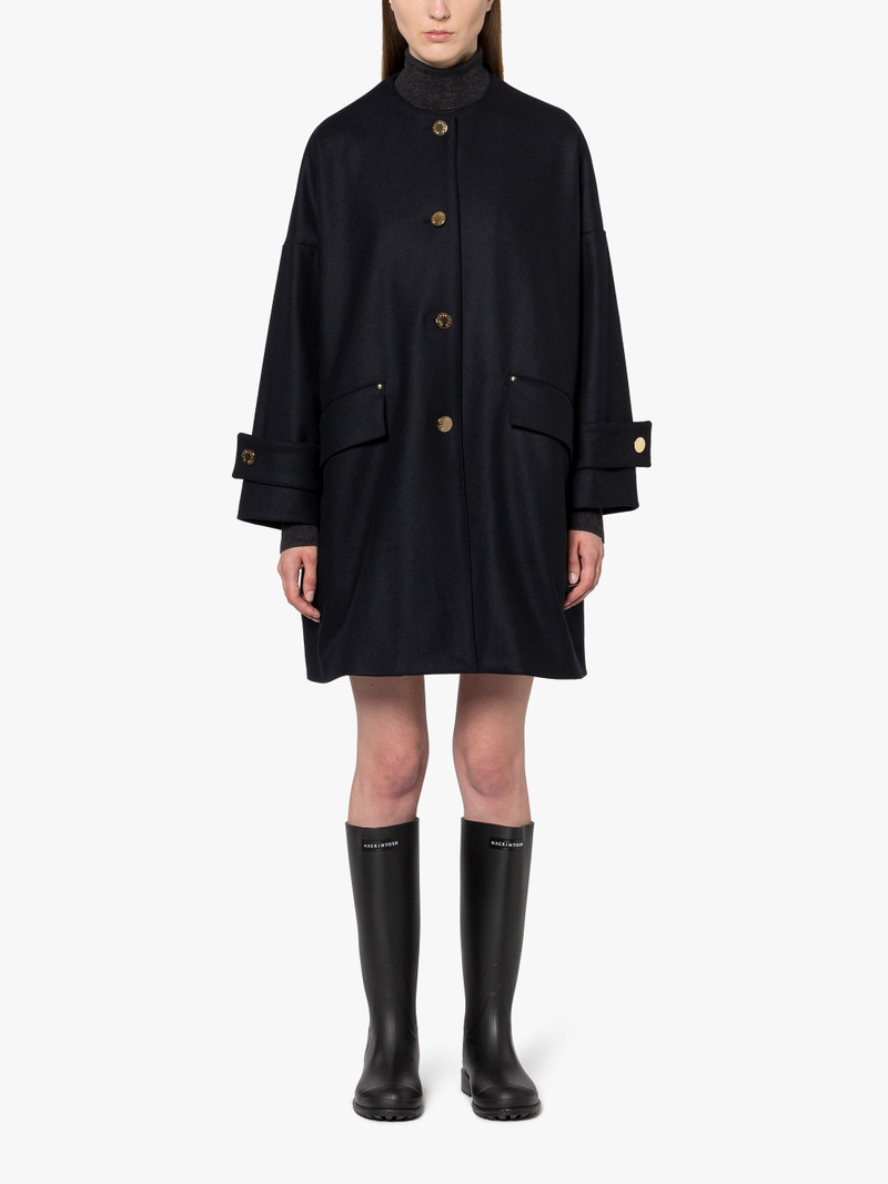 HUMBIE NAVY WOOL COLLARLESS COAT 3