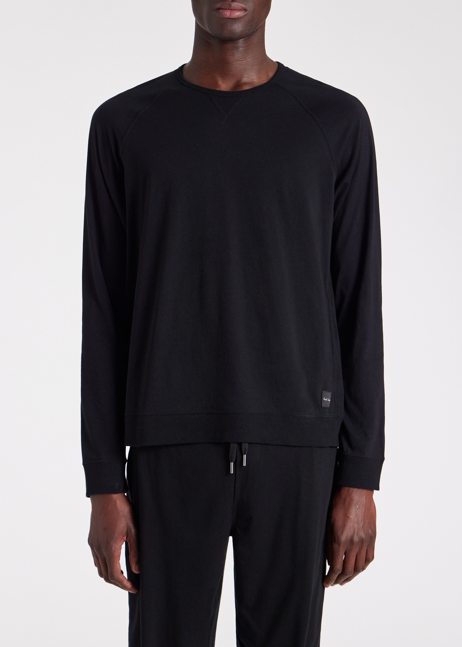 Black Jersey Cotton Long-Sleeve Lounge Top - 3