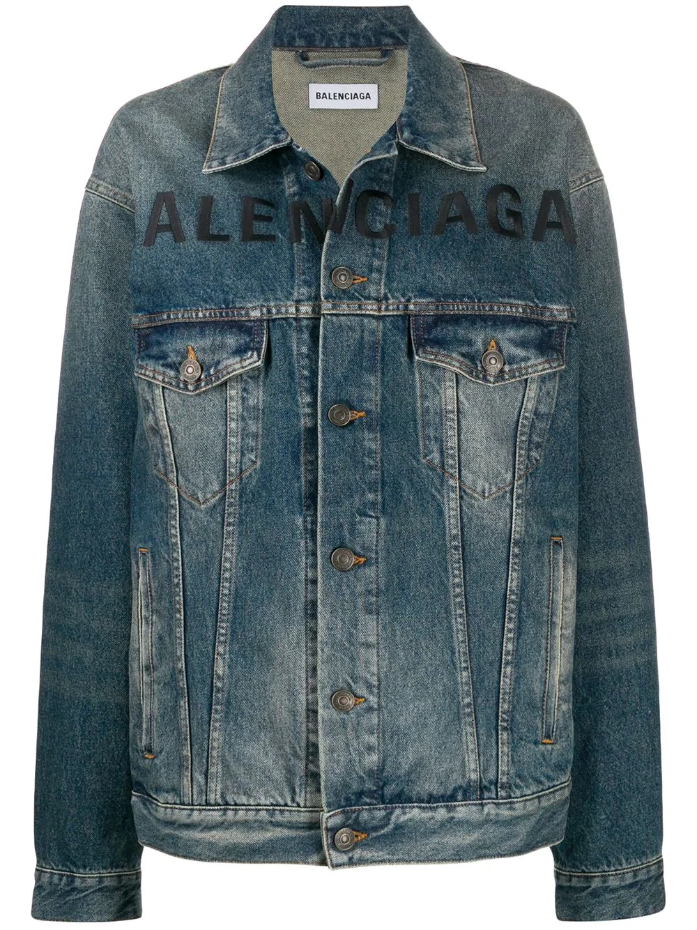 embroidered logo denim jacket - 1