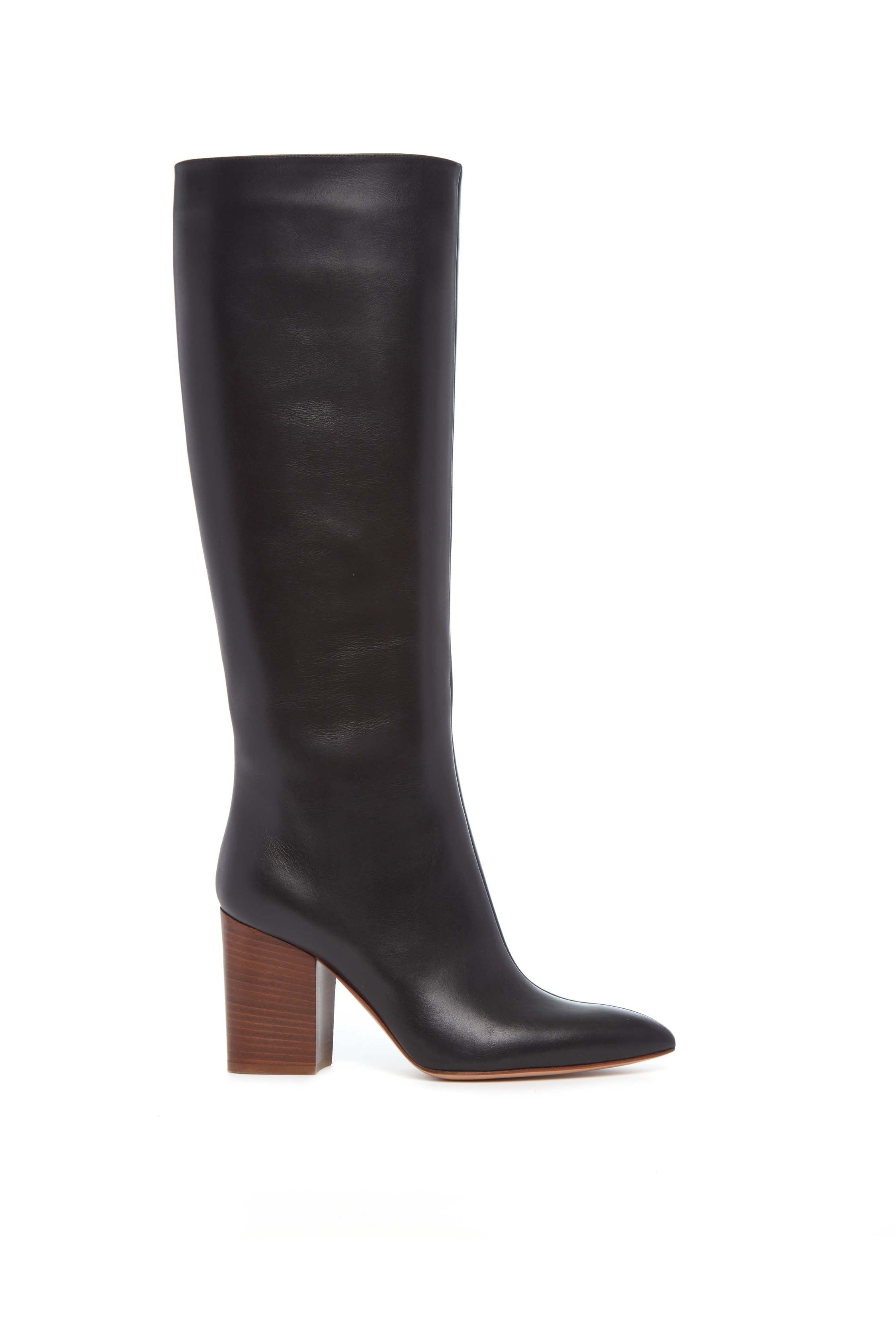 Sascha Knee High Boot in Black Leather - 1