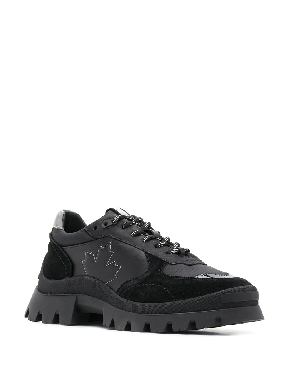 leaf logo lace-up sneakers - 2