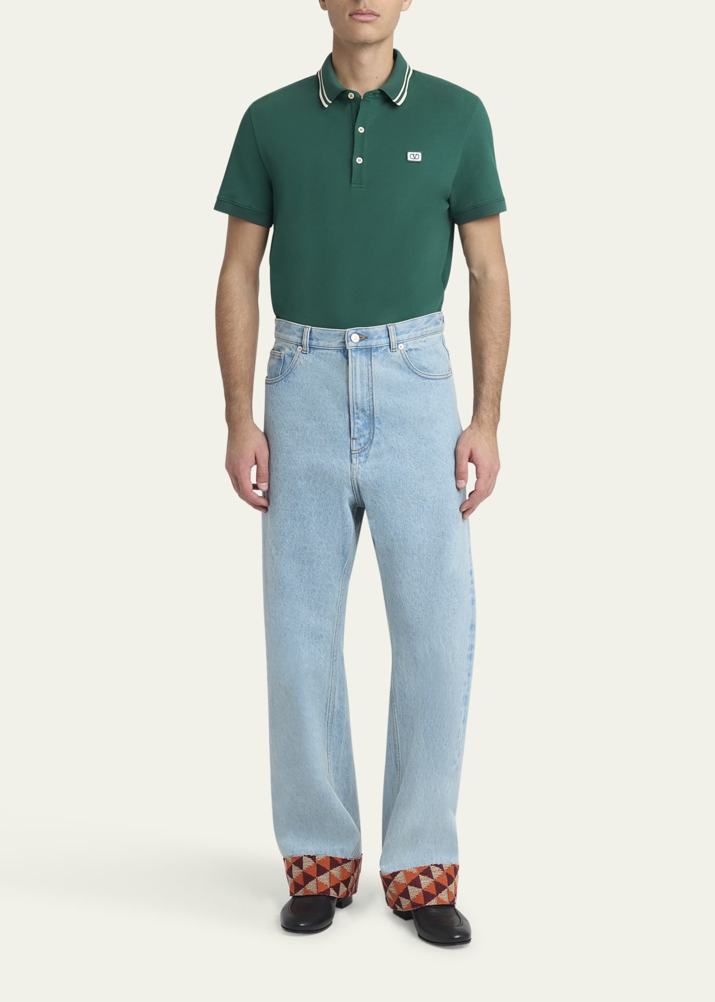 Men's VLogo-Patch Pique Polo Shirt - 2