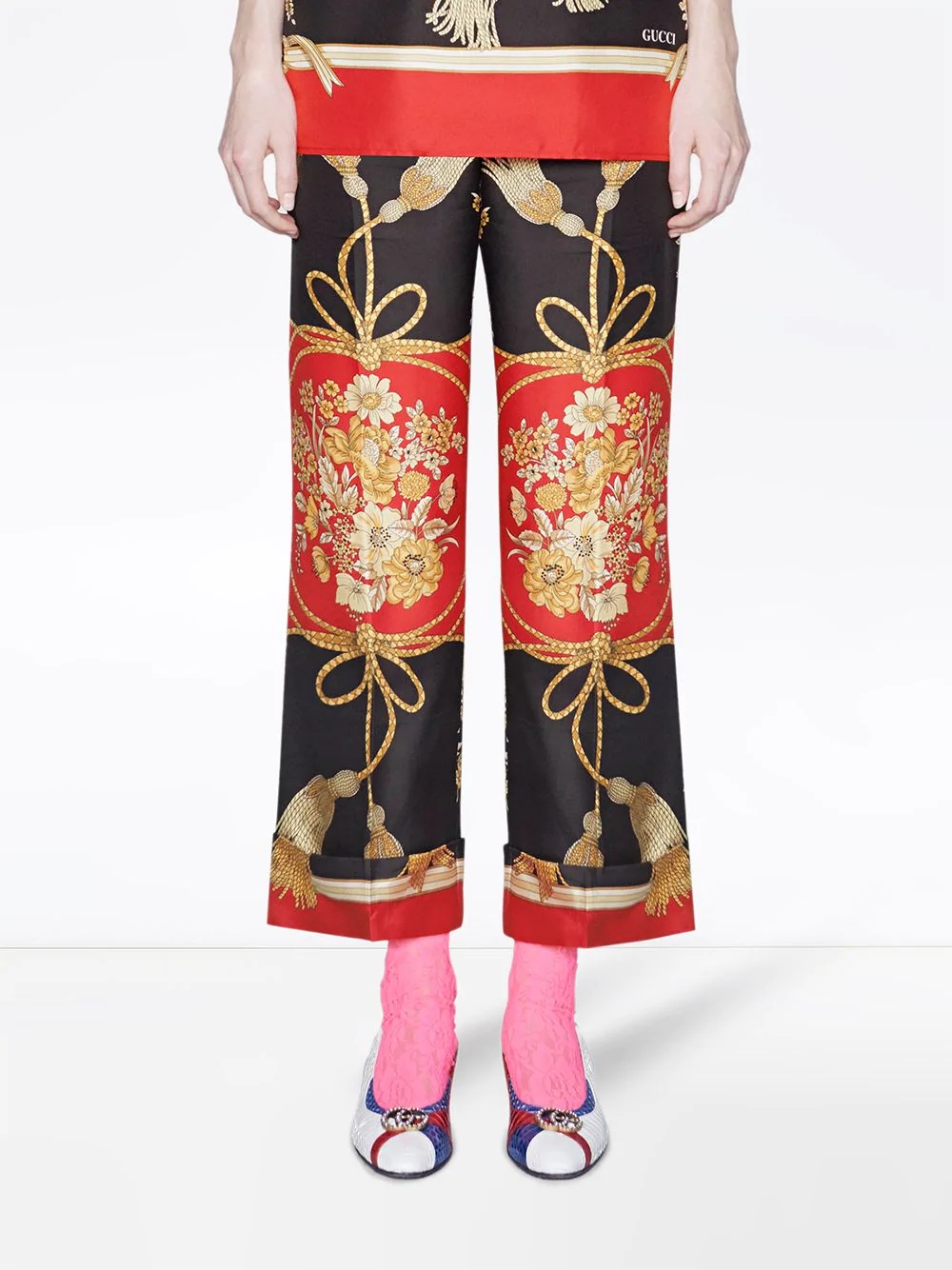 Silk pant with flowers and tassels - 3