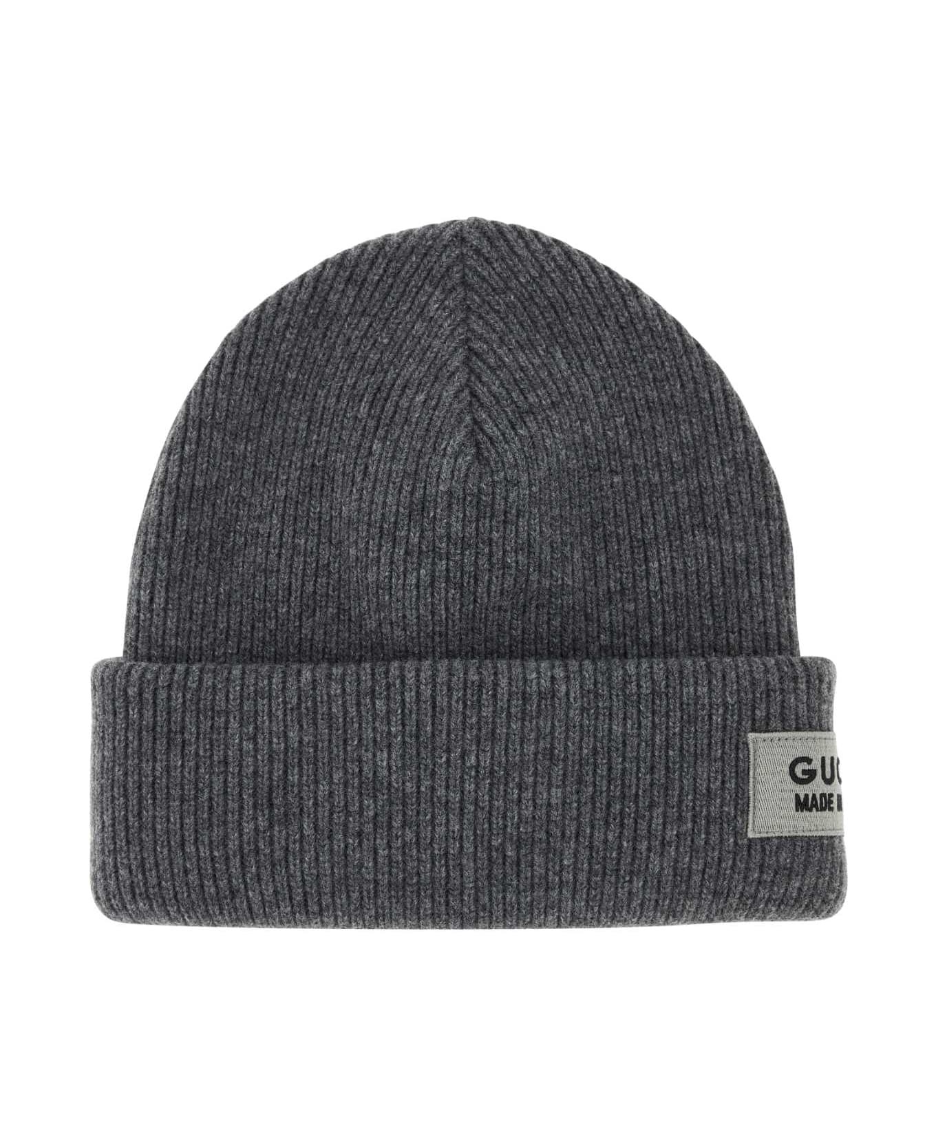 Grey Wool Beanie Hat - 1