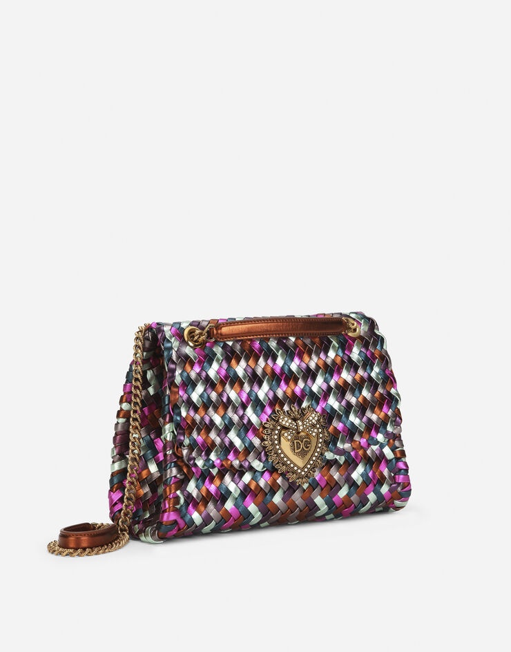 Large Devotion shoulder bag in multi-colored foiled woven nappa leather - 3