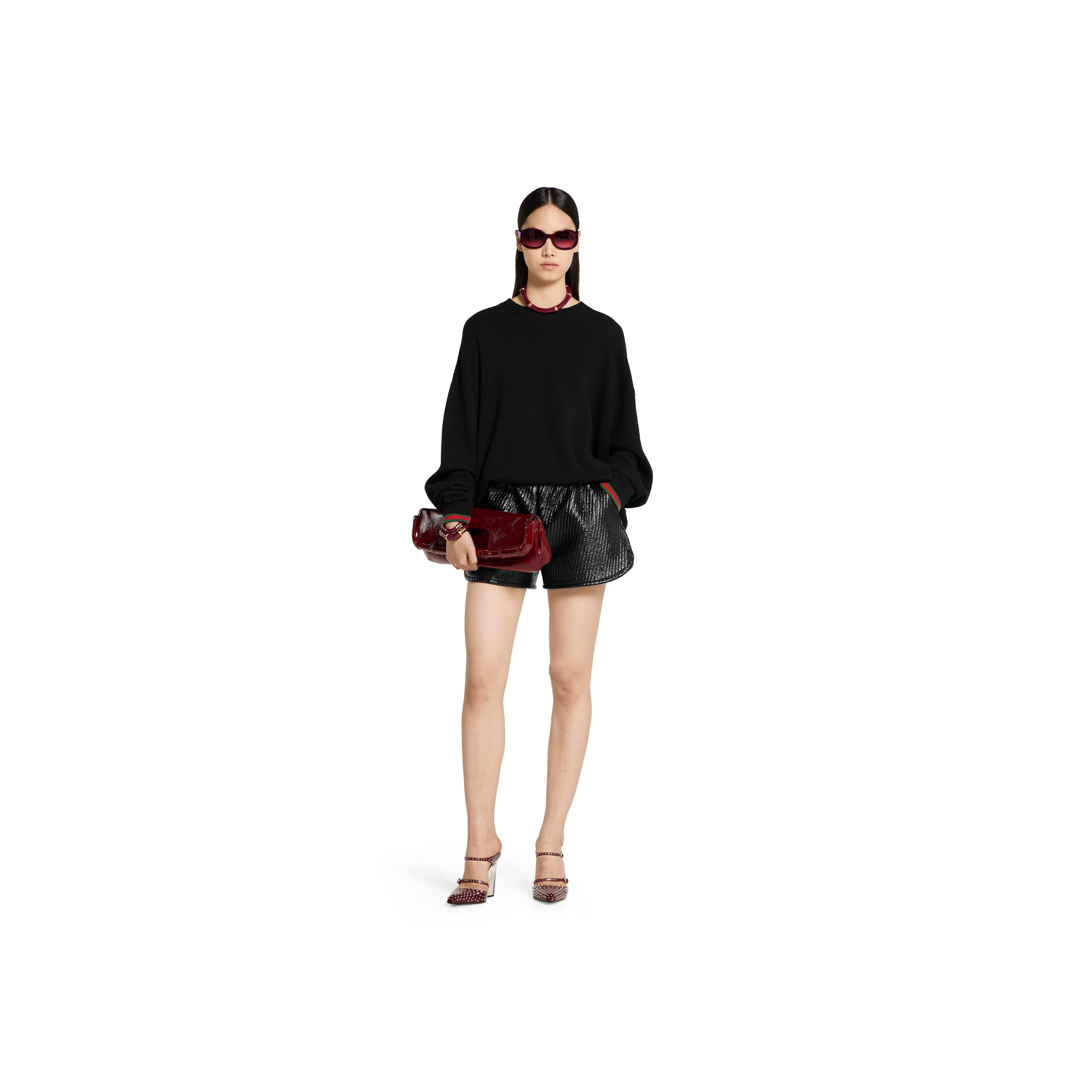 Cashmere wool sweater with Web trim - 2