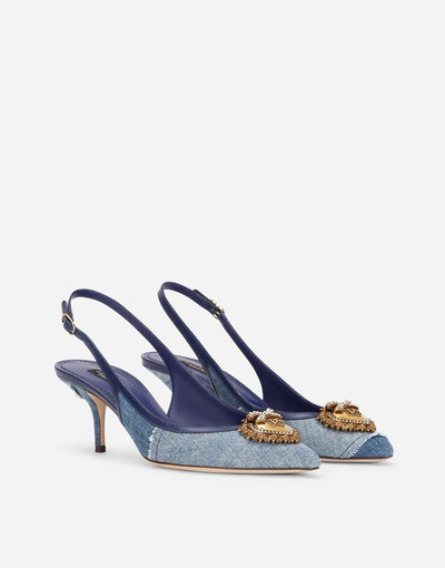 Dolce & Gabbana Devotion slingbacks in patchwork denim outlook