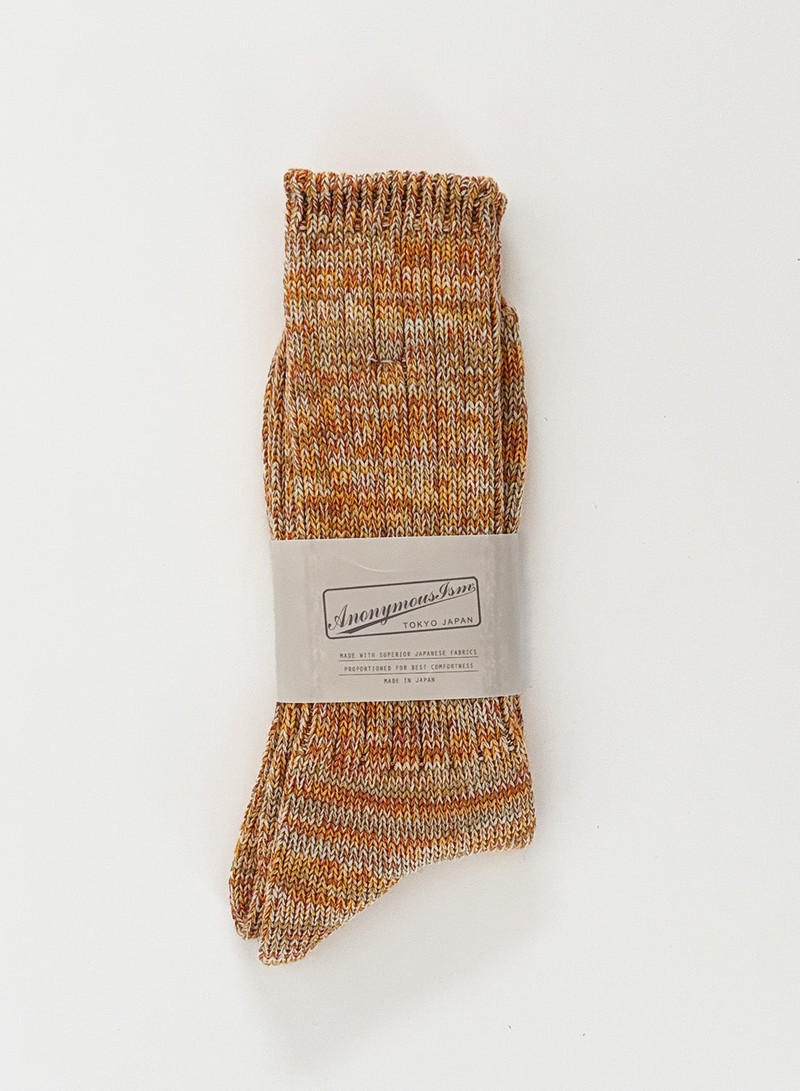 Anonymous Ism 5 Colour Mix Crew Sock in Gold 1