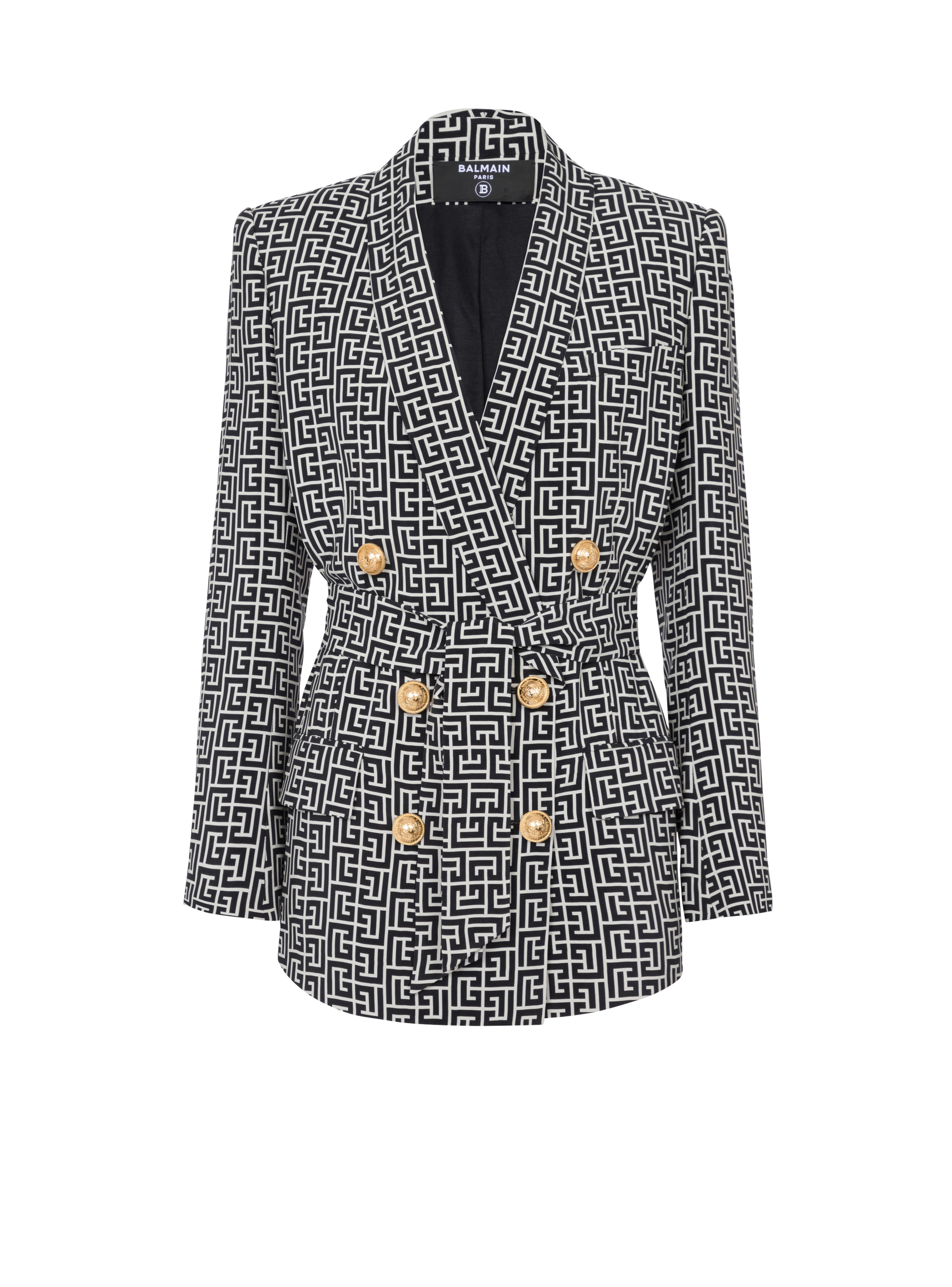 Monogram printed jacket with shawl collar - 1