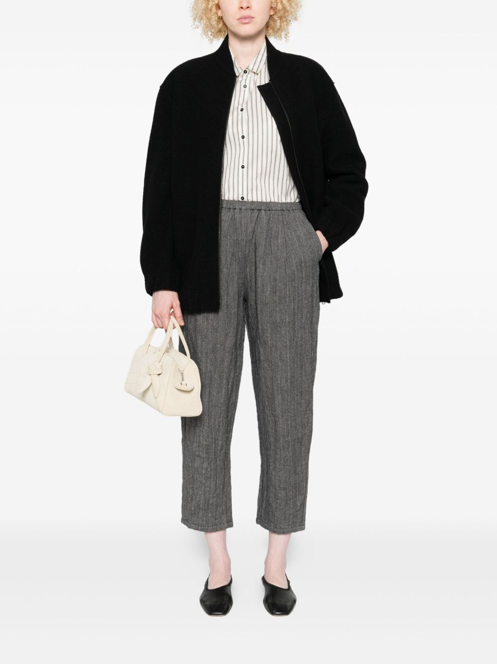 zip-front balloon-sleeve jacket - 2