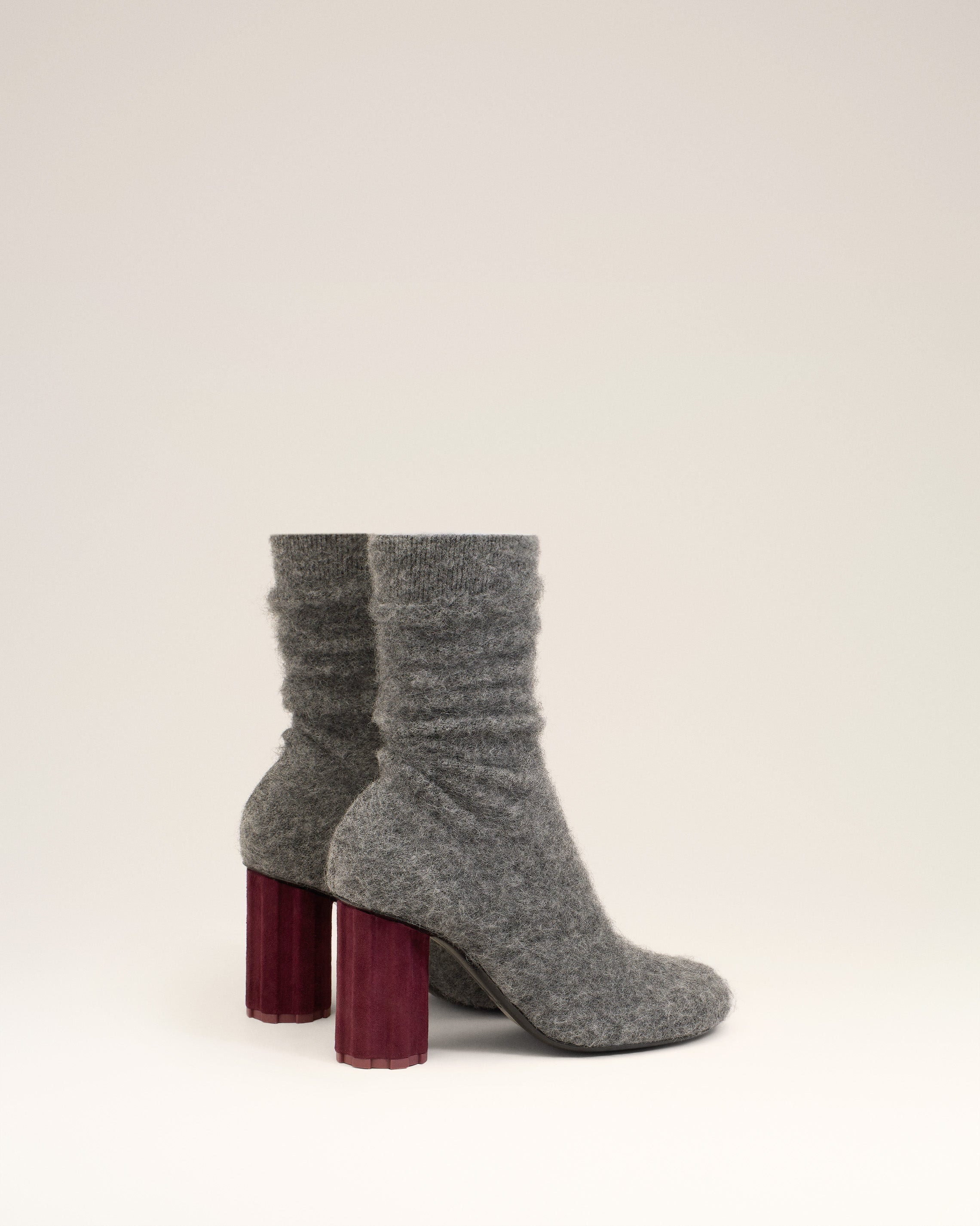 BLACK MOHAIR KNIT PIANO ANKLE BOOTS - 4