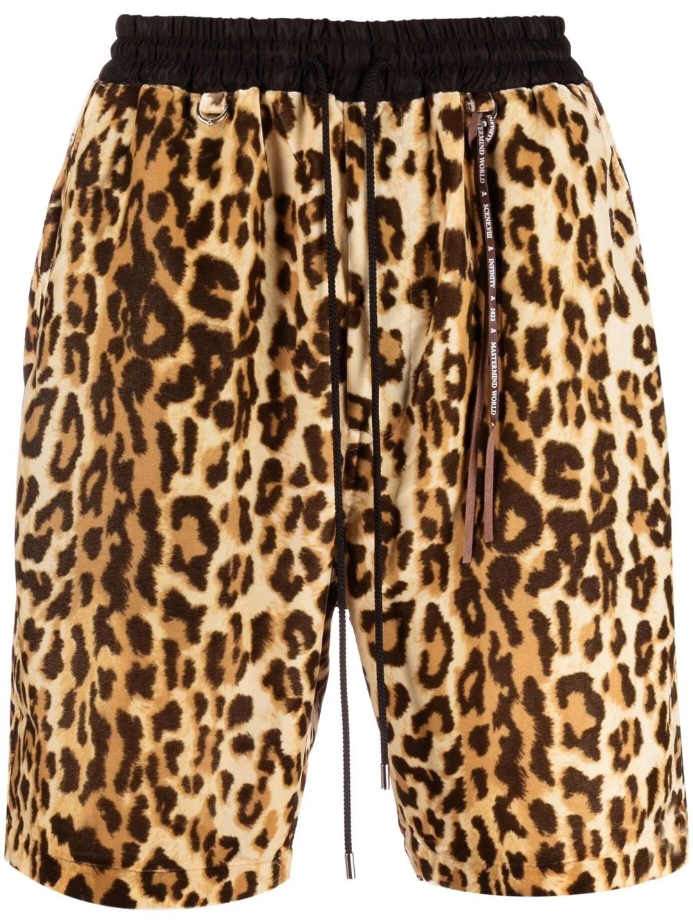 leopard-print track shorts - 1