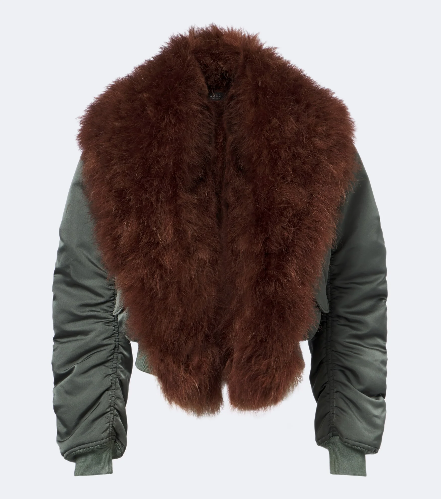 Feather-trimmed silk duchesse bomber jacket - 1