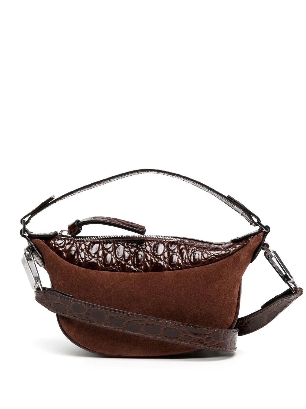 suede crocodile shoulder bag - 1