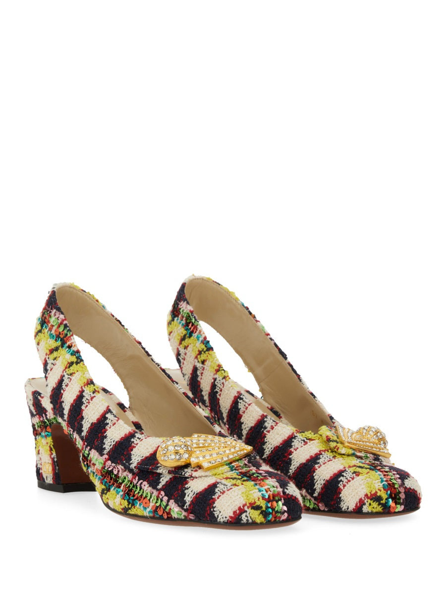 Valentino Garavani Women Tweed "Adamantine" Slingback Pumps - 3