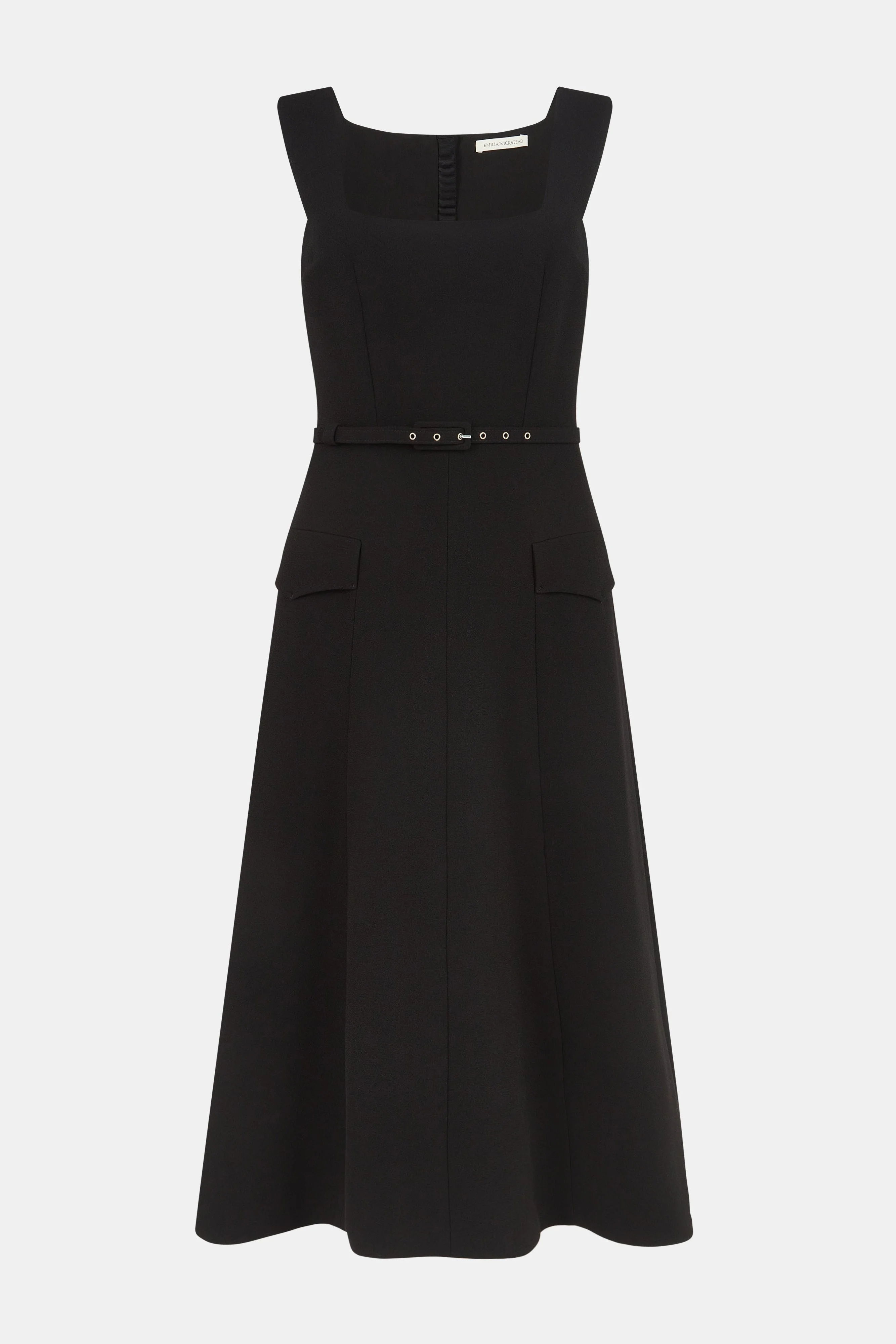 Petra Dress in Black Single Wool Crepe - 1