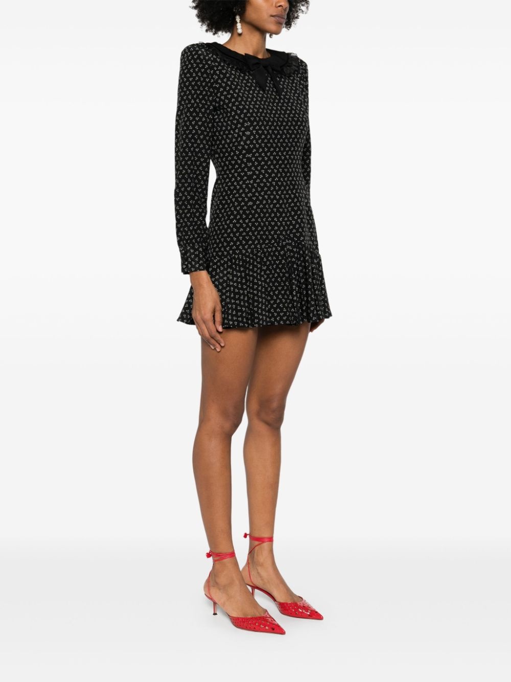 flower-print silk mini dress - 3