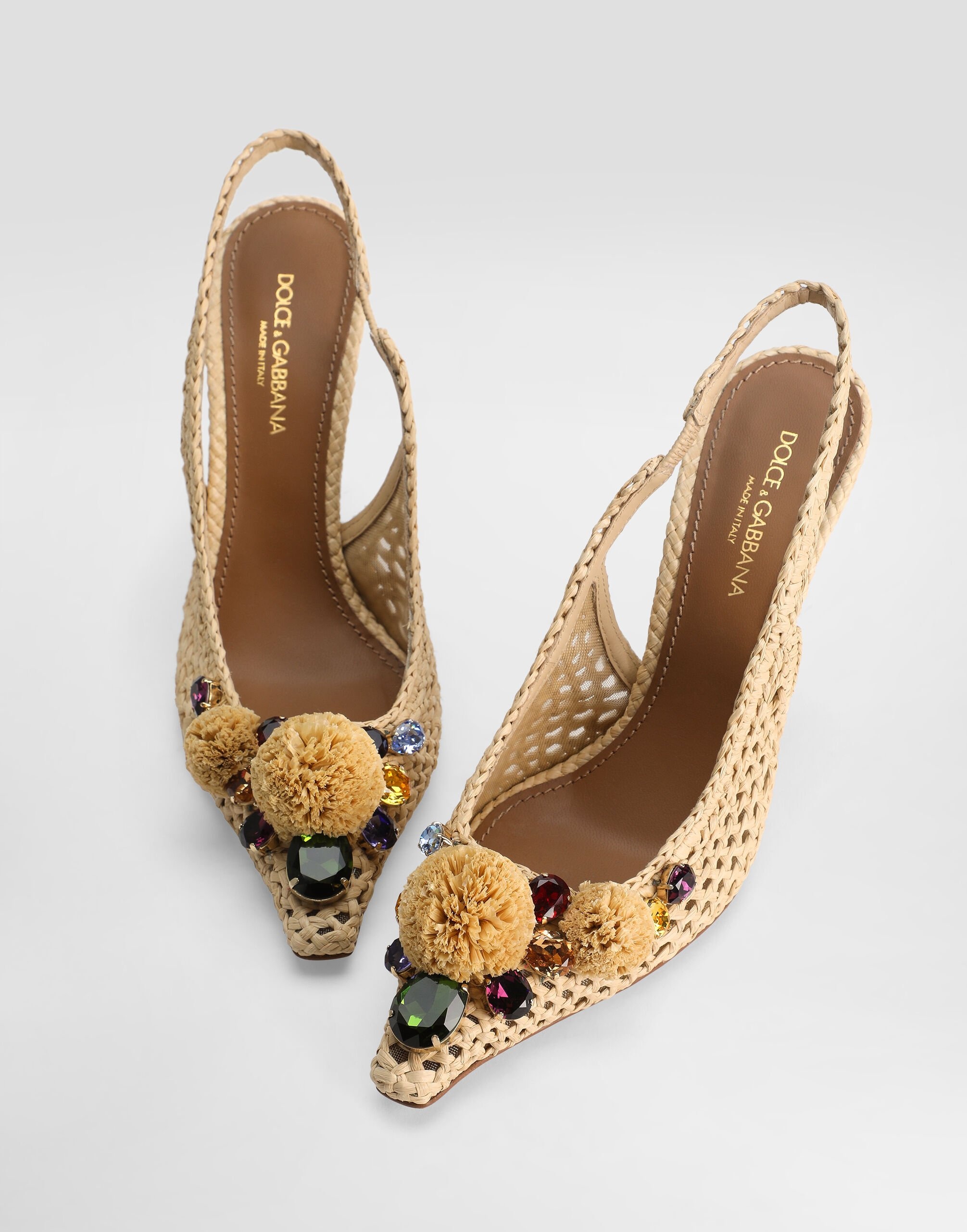 Rafia crochet slingback with stones - 4