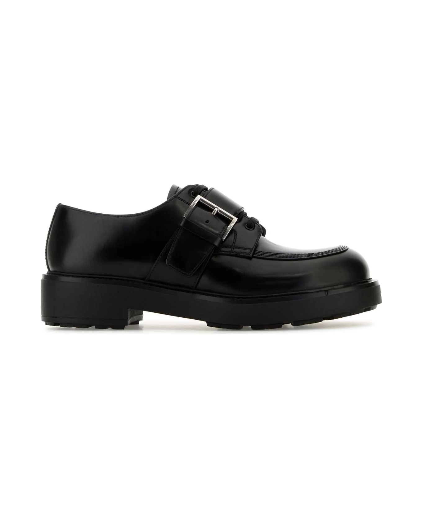 Black Leather Lace-up Shoes - 1