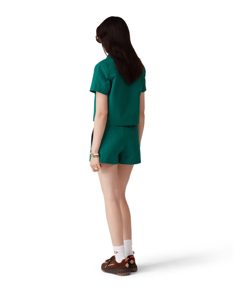 Cotton Monogram Jacquard Cropped Shirt 4