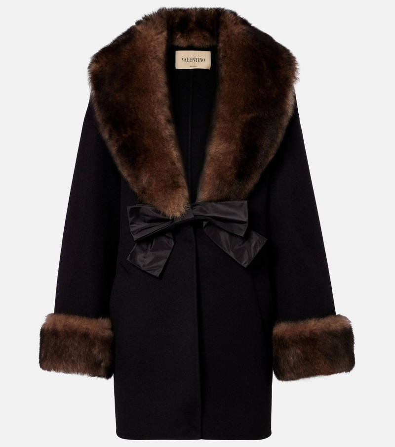 Shearling-trimmed wool and cashmere peacoat 1